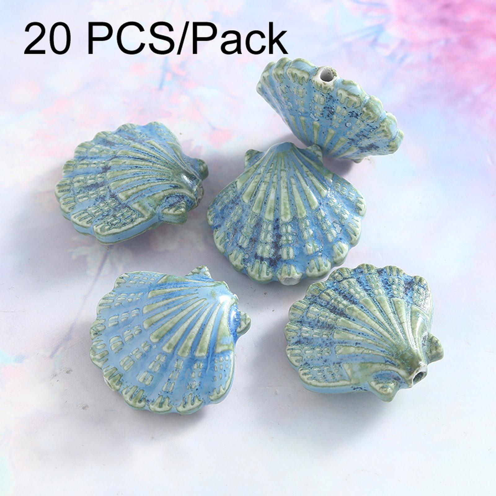20 PCS/Pack High-Temperature Ceramic Beads DIY Necklace Bracelet Material, Style: Large Seashell - Shopkiz.com