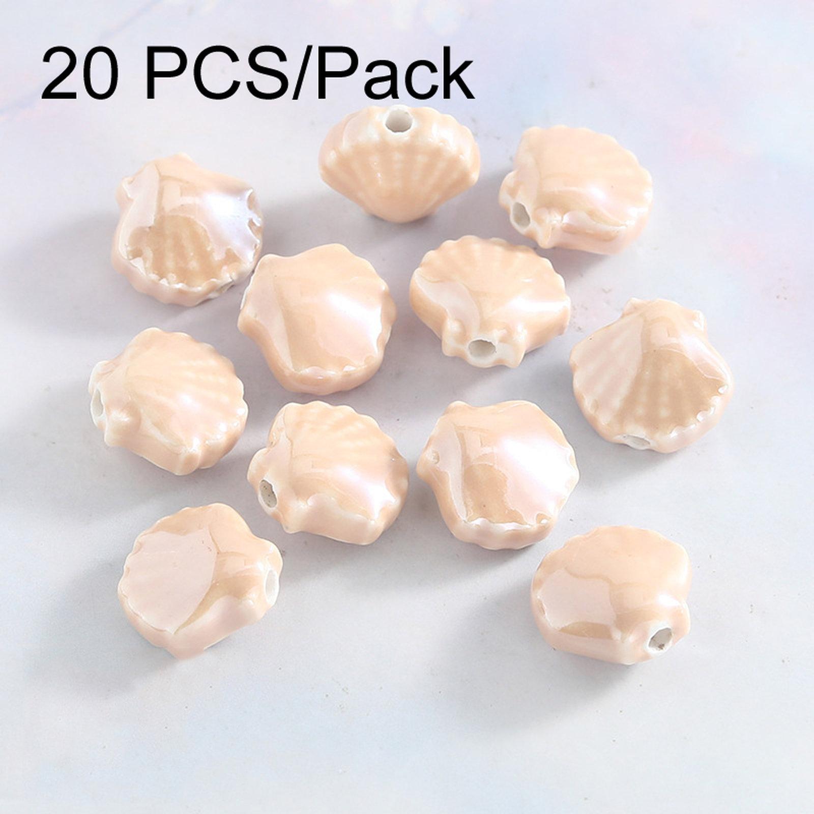 20 PCS/Pack Shells Ceramic Beads for DIY Jewelry Making(Glossy Skin Tone) - Shopkiz.com