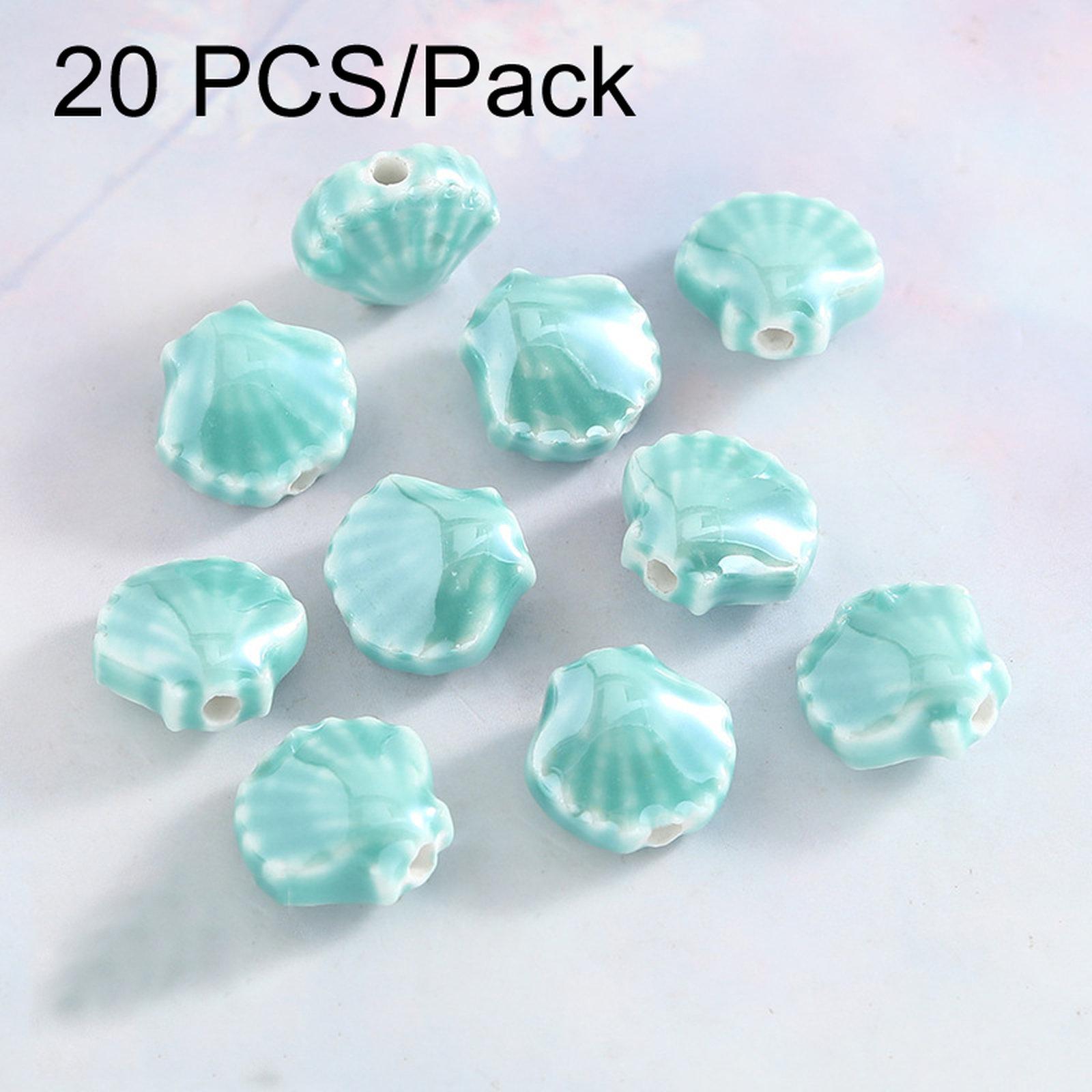 20 PCS/Pack Shells Ceramic Beads for DIY Jewelry Making(Clear Blue) - Shopkiz.com
