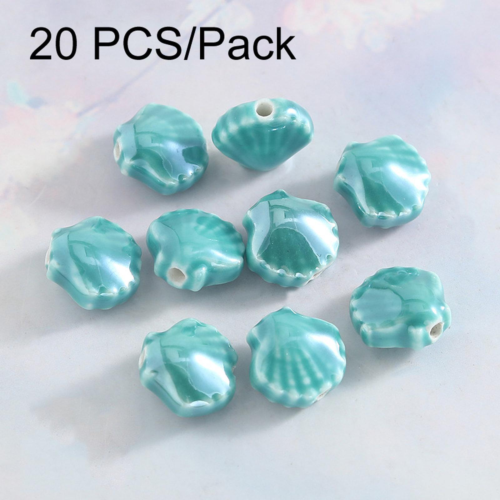 20 PCS/Pack Shells Ceramic Beads for DIY Jewelry Making(Indigo) - Shopkiz.com