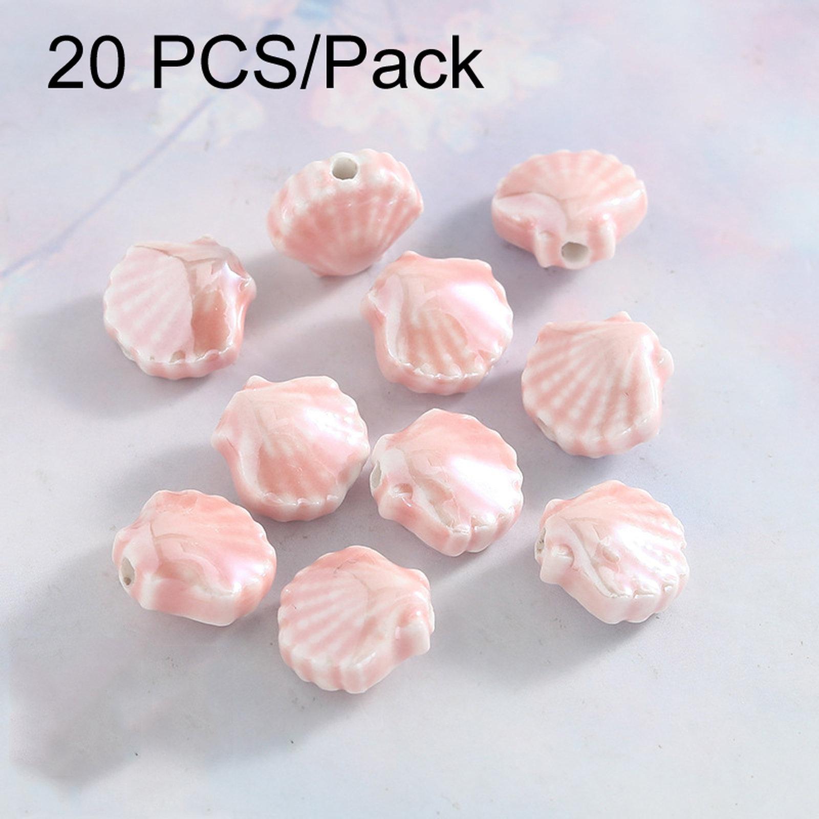 20 PCS/Pack Shells Ceramic Beads for DIY Jewelry Making(Light Pink) - Shopkiz.com