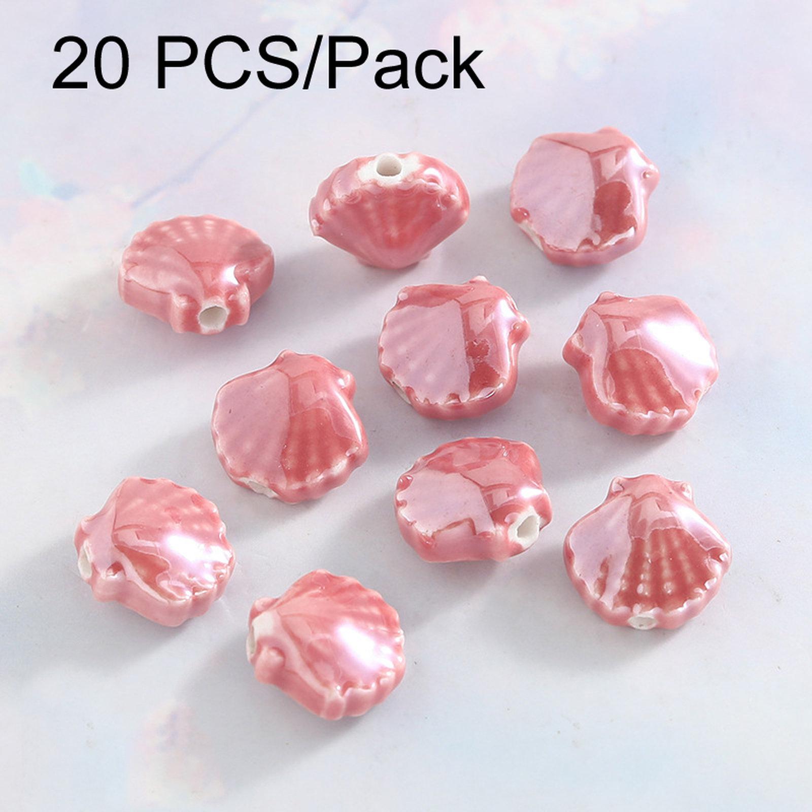 20 PCS/Pack Shells Ceramic Beads for DIY Jewelry Making(Dark Pink) - Shopkiz.com