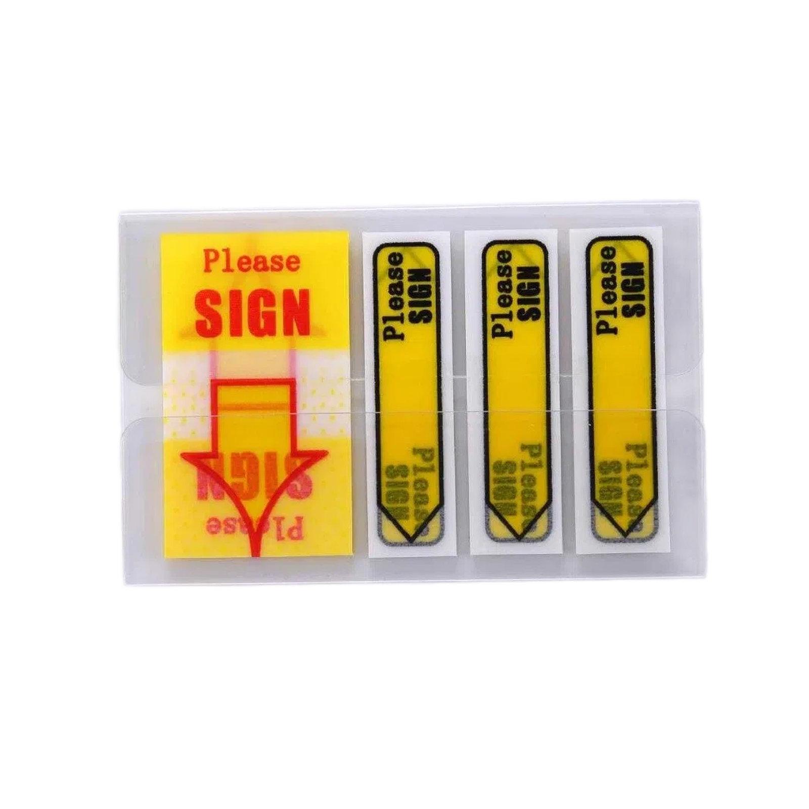 100 Sheets/Pack Sign Here Page Flags Fluorescent Arrow Index Tabs For Contracts(Please Sign Yellow) - Shopkiz.com