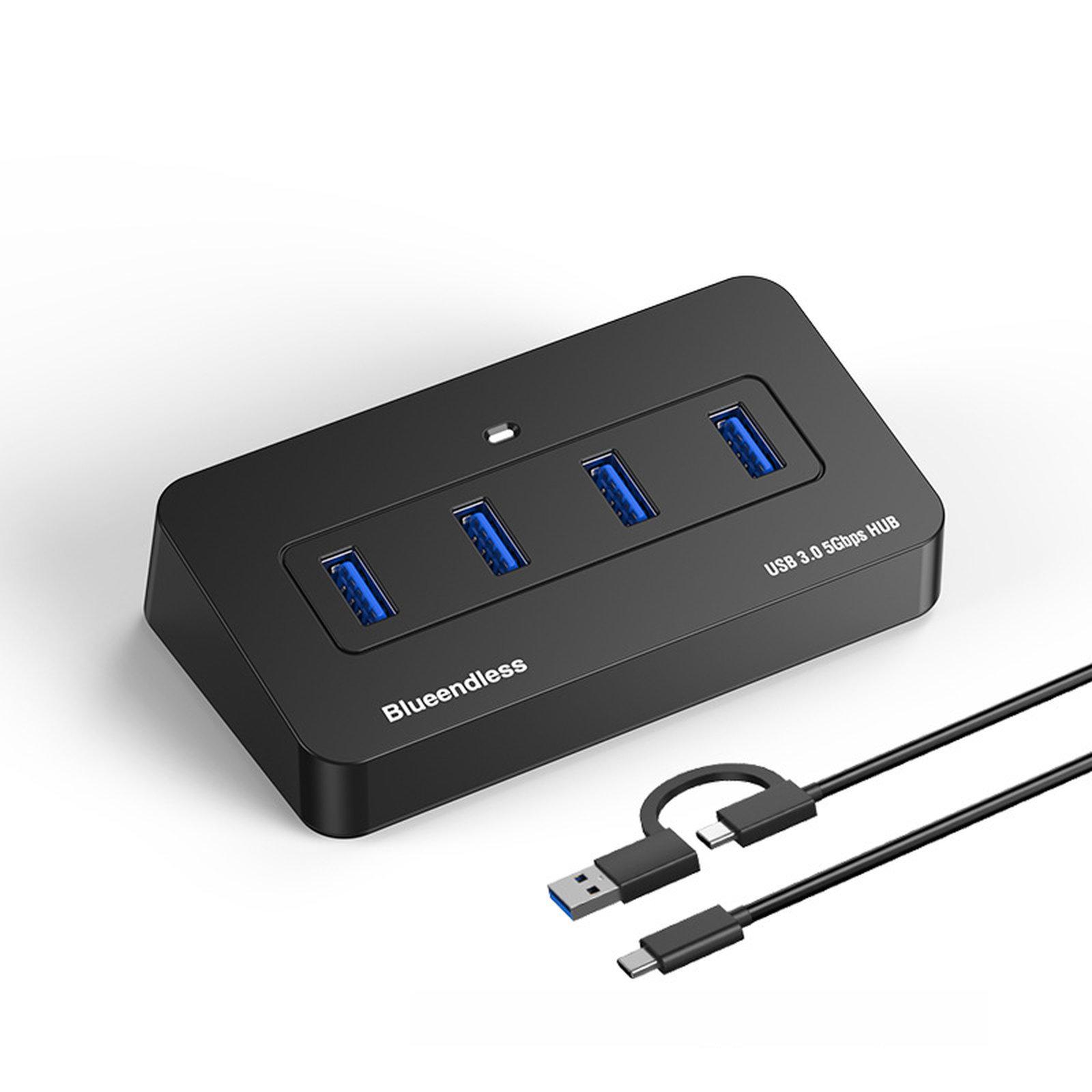 Blueendless 4-Port USB 3.0 Hub With 1m 2-in-1 Cable - Shopkiz.com