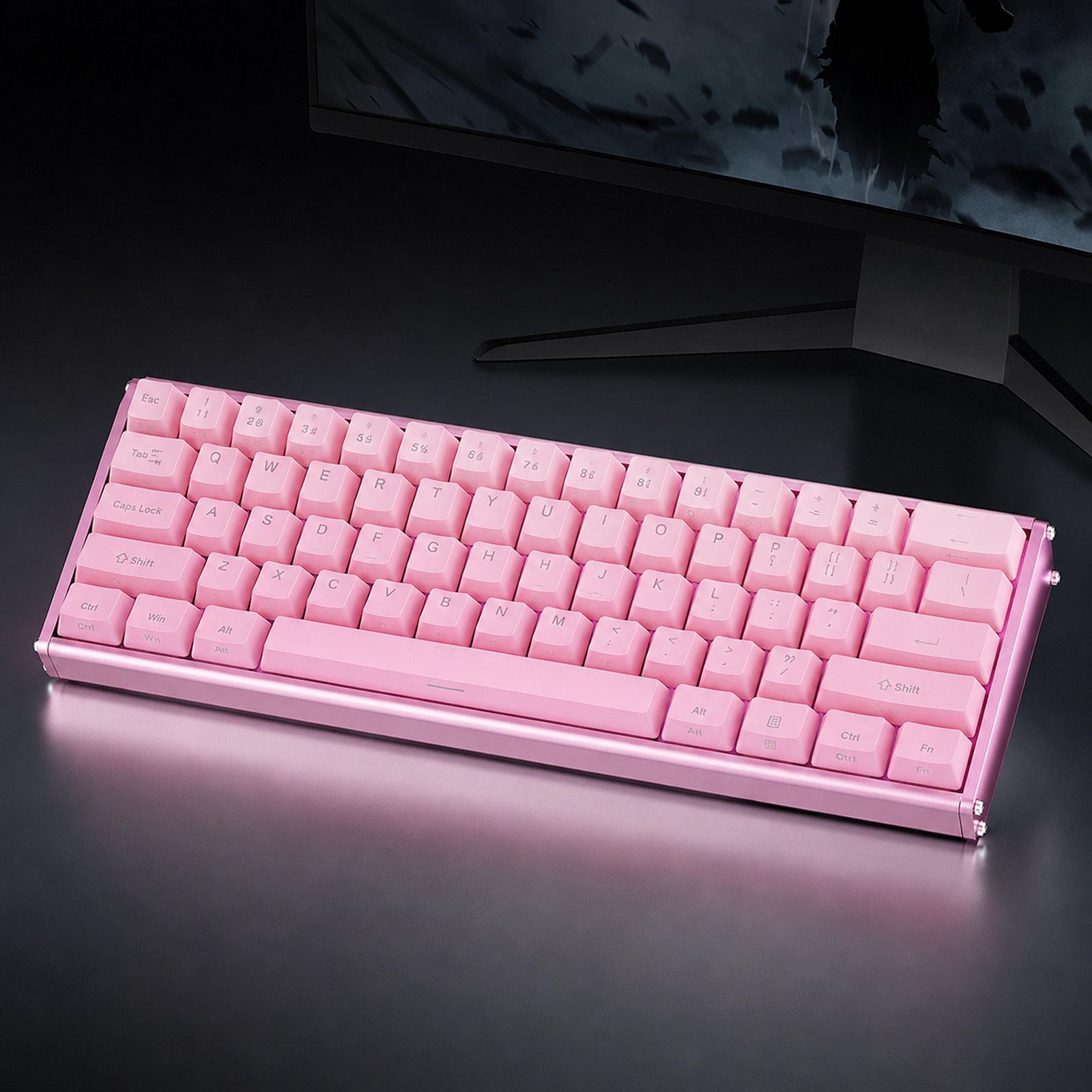Ajazz ALUX60 CNC Aluminum Magnetic Switch Wired Gaming Keyboard, 8K Polling Rate 0.01mm RT Hot Swappable RGB, Color: Gradient Pink - Shopkiz.com