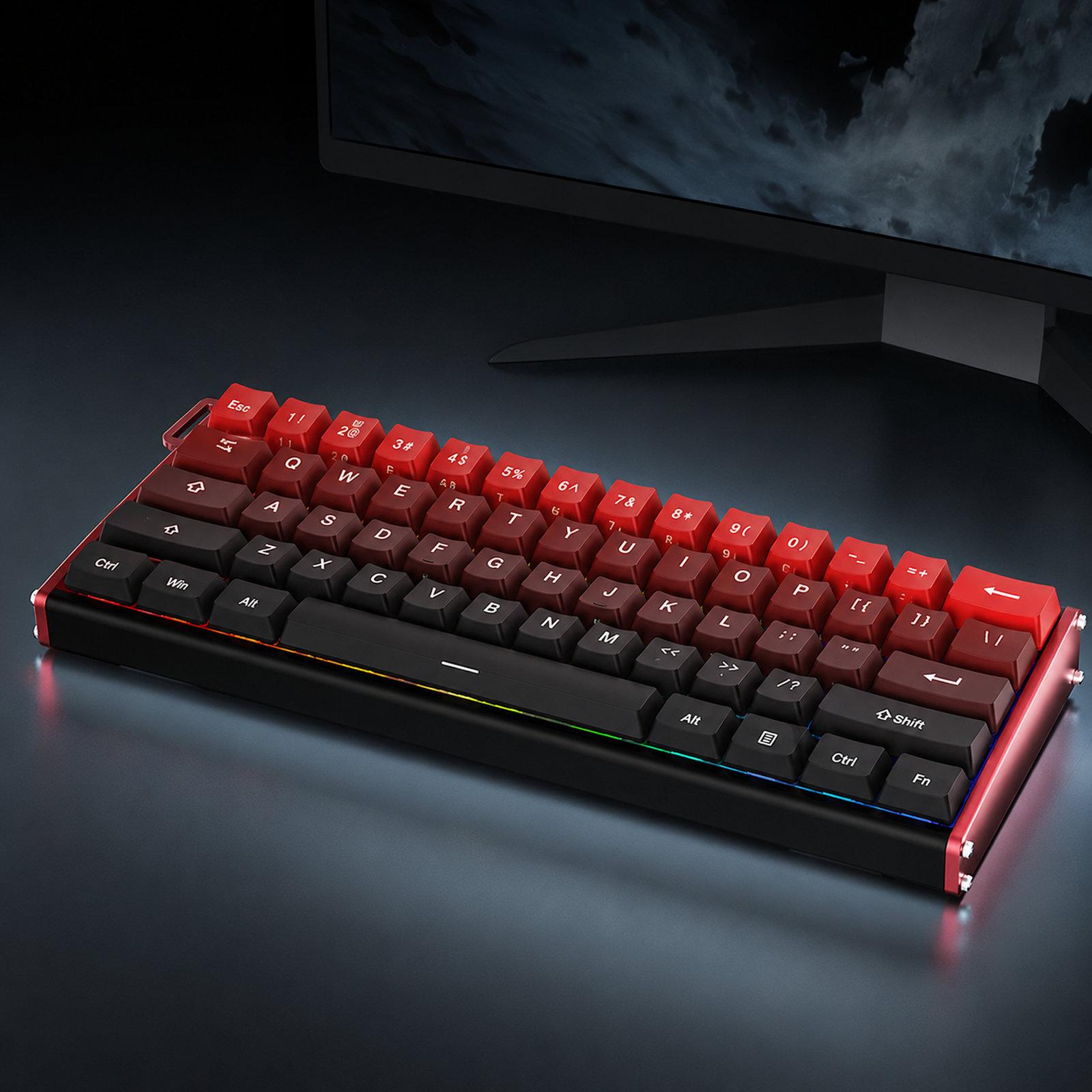 Ajazz ALUX60 CNC Aluminum Magnetic Switch Wired Gaming Keyboard, 8K Polling Rate 0.01mm RT Hot Swappable RGB, Color: Gradient Red - Shopkiz.com