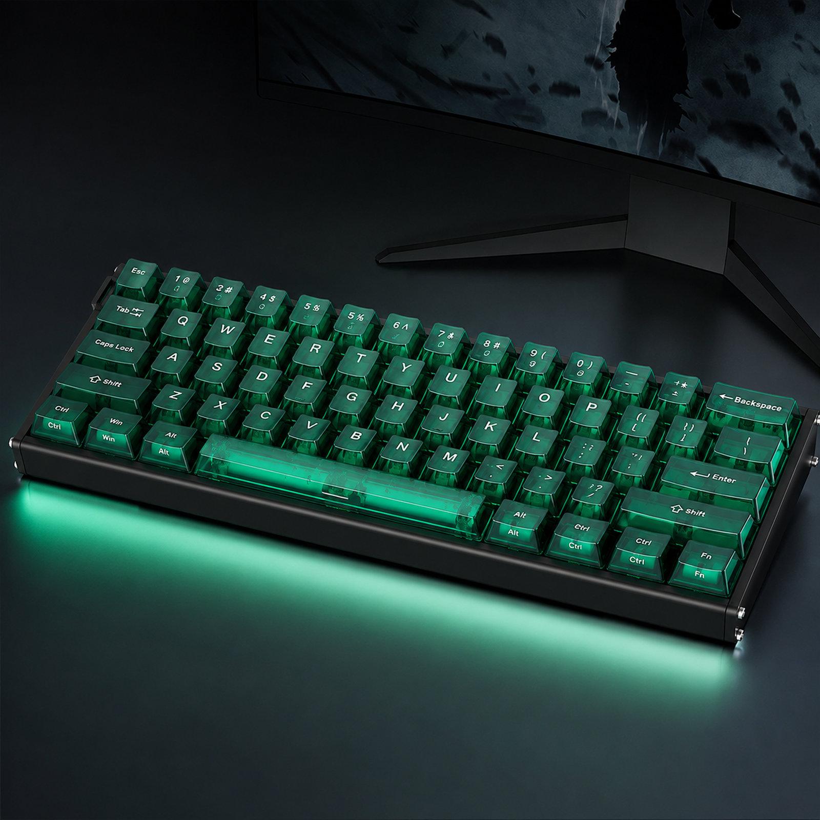 Ajazz ALUX60 CNC Aluminum Magnetic Switch Wired Gaming Keyboard, 8K Polling Rate 0.01mm RT Hot Swappable RGB, Color: Green Gradient Transparent -
