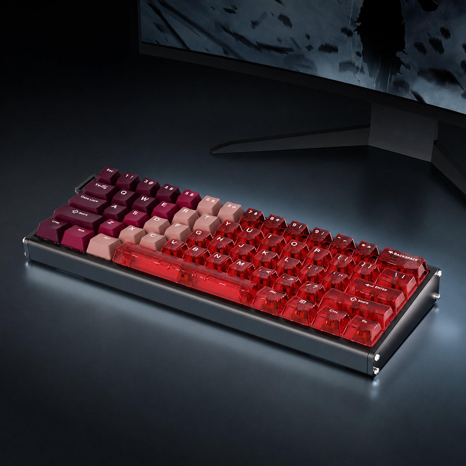Ajazz ALUX60 CNC Aluminum Magnetic Switch Wired Gaming Keyboard, 8K Polling Rate 0.01mm RT Hot Swappable RGB, Color: Red Gradient Transparent -