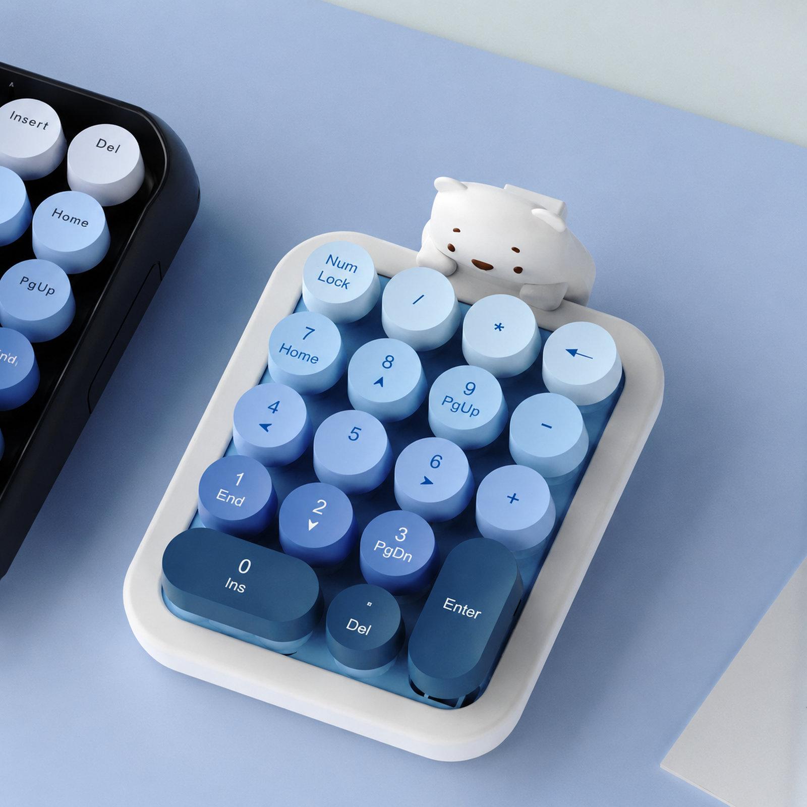 Ajazz AF18 Laptop 2.4G Wireless Numeric Keypad 18 Keys Numpad With Cute Silicone Bear Cover(Blue) - Shopkiz.com