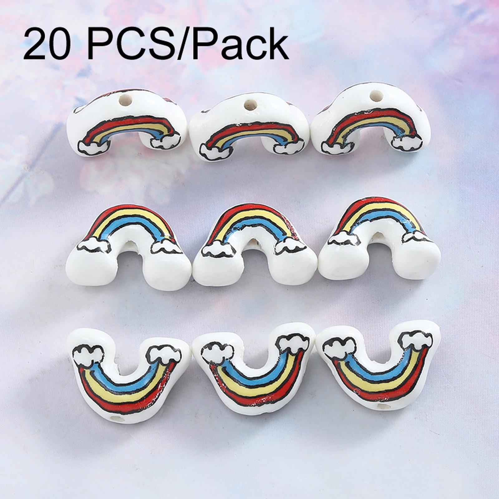 20 PCS/Pack Rainbow Double-Sided Ceramic Hand-Painted DIY Bracelet Jewelry(18x12x6mm) - Shopkiz.com