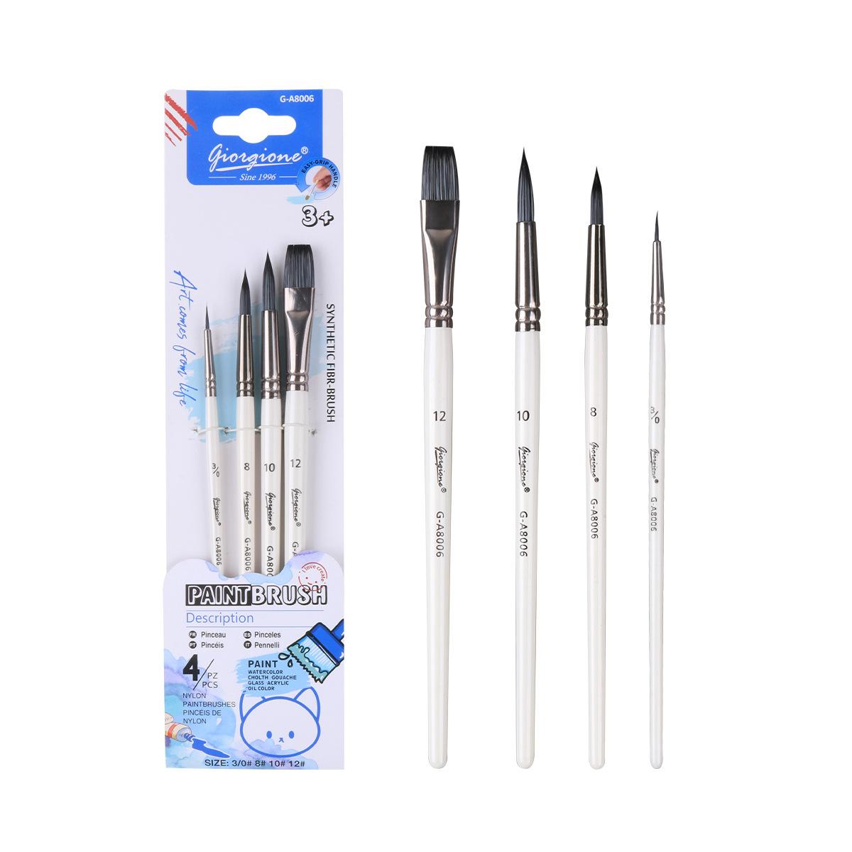 Giorgione 4 PCS/Pack G-A8006 Artist Paint Brush Set Nylon Synthetic Hair Brushes for Acrylic Watercolor Oil Gouache Painting - Shopkiz.com