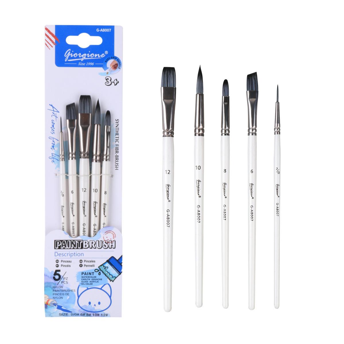 Giorgione 5 PCS/Pack G-A8007 Artist Paint Brush Set Nylon Synthetic Hair Brushes for Acrylic Watercolor Oil Gouache Painting - Shopkiz.com