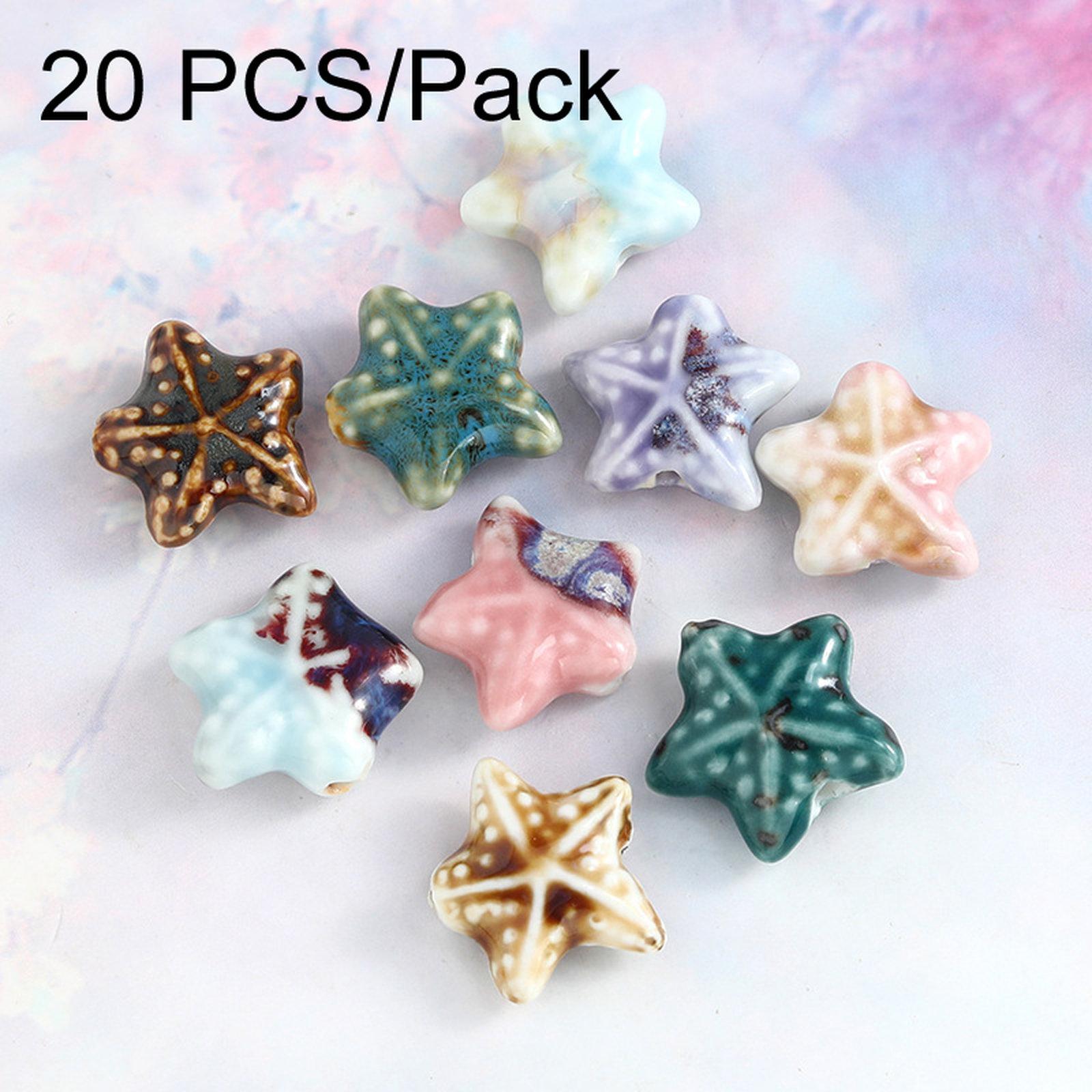 20 PCS/Pack Starfish DIY Handmade High-Temperature Kiln-Transformed Ceramic Beaded Bracelet Necklace Accessories, Size: 21x19x8.2mm(Mixed Color) -