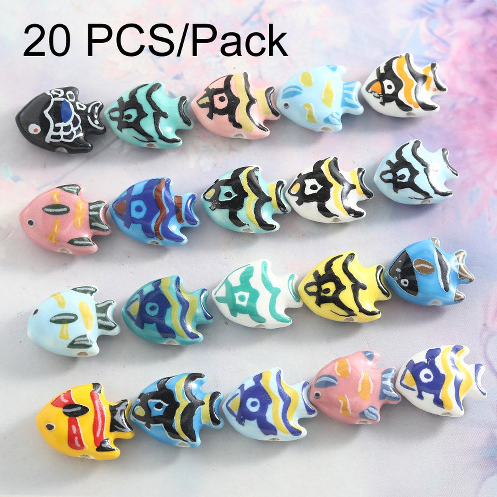 20 PCS/Pack Cartoon Hand-painted Tropical Fish Ceramic Beads for DIY Jewelry(Mixed Color) - Shopkiz.com