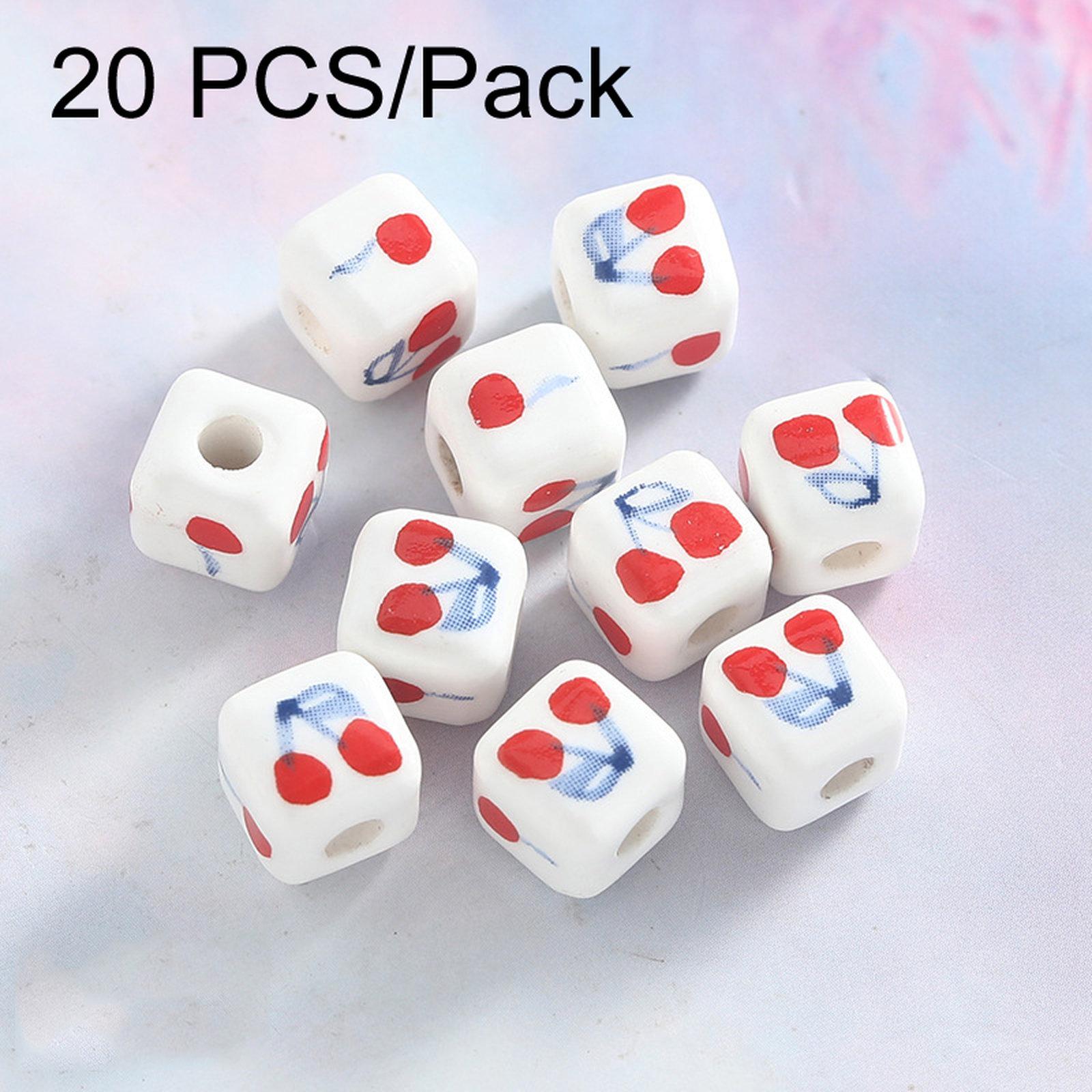 20 PCS/Pack Cherry Large-hole Square Ceramic Loose Bead Bracelet Accessory DIY Material(Small) - Shopkiz.com