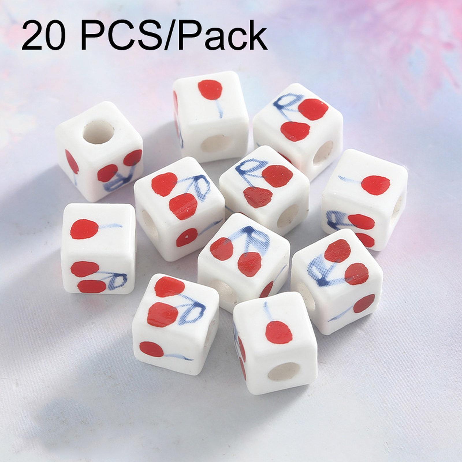 20 PCS/Pack Cherry Large-hole Square Ceramic Loose Bead Bracelet Accessory DIY Material(Large) - Shopkiz.com