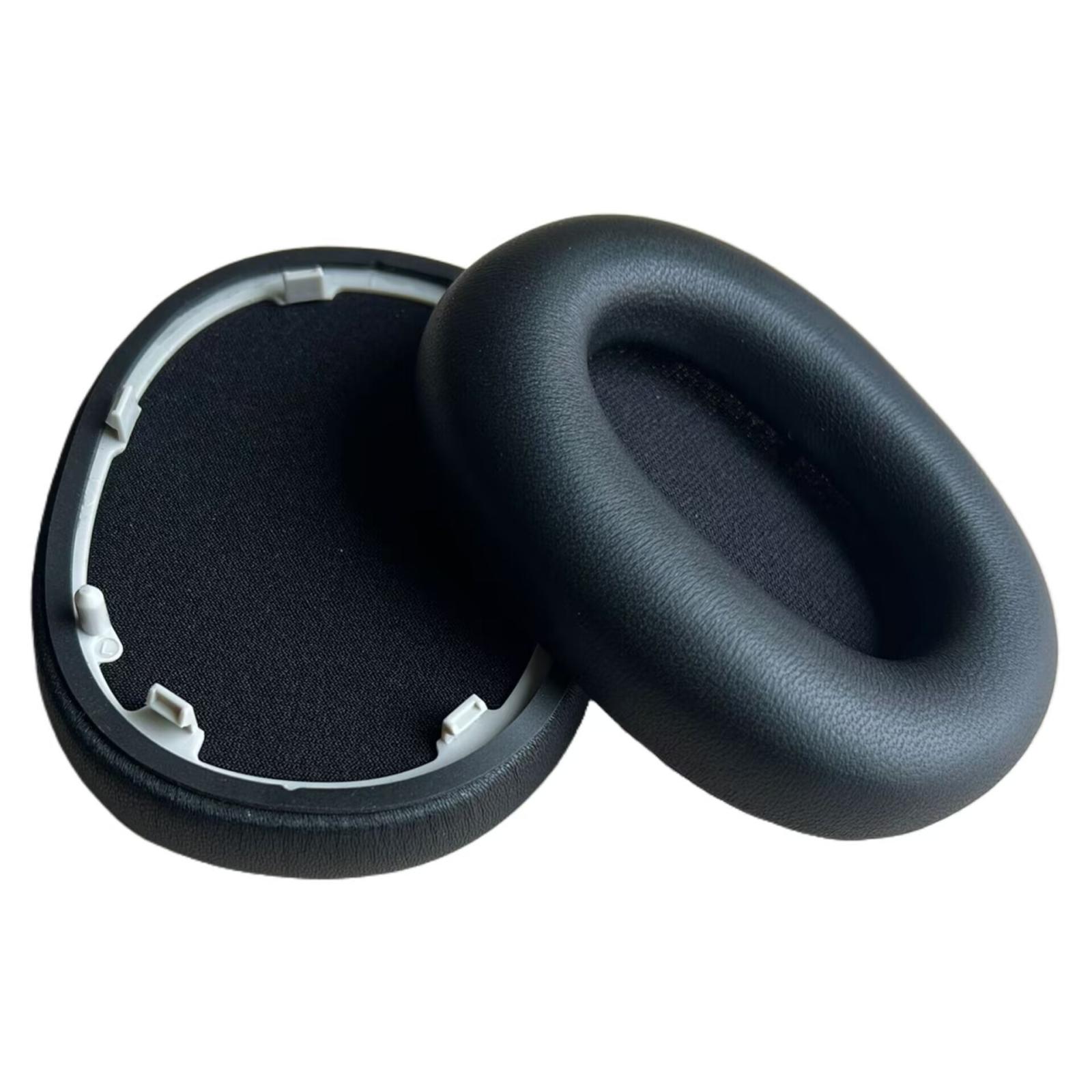 2 PCS/Pack Replacement Ear Pads For Sony WH-1000XM6 Headphones Soft Cushion Repair Parts Lambskin Leather Black - Shopkiz.com