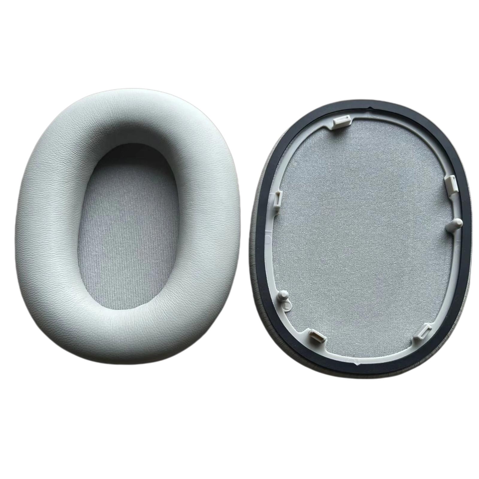 2 PCS/Pack Replacement Ear Pads For Sony WH-1000XM6 Headphones Soft Cushion Repair Parts Lambskin Leather Silver - Shopkiz.com