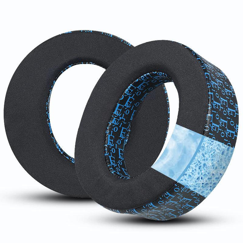 1 Pair Replacement Ear Pads For PS5 Headset Printed Cooling Gel Soft Ear Cushions(Black Blue) - Shopkiz.com