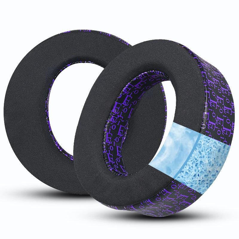 1 Pair Replacement Ear Pads For PS5 Headset Printed Cooling Gel Soft Ear Cushions(Black Purple) - Shopkiz.com