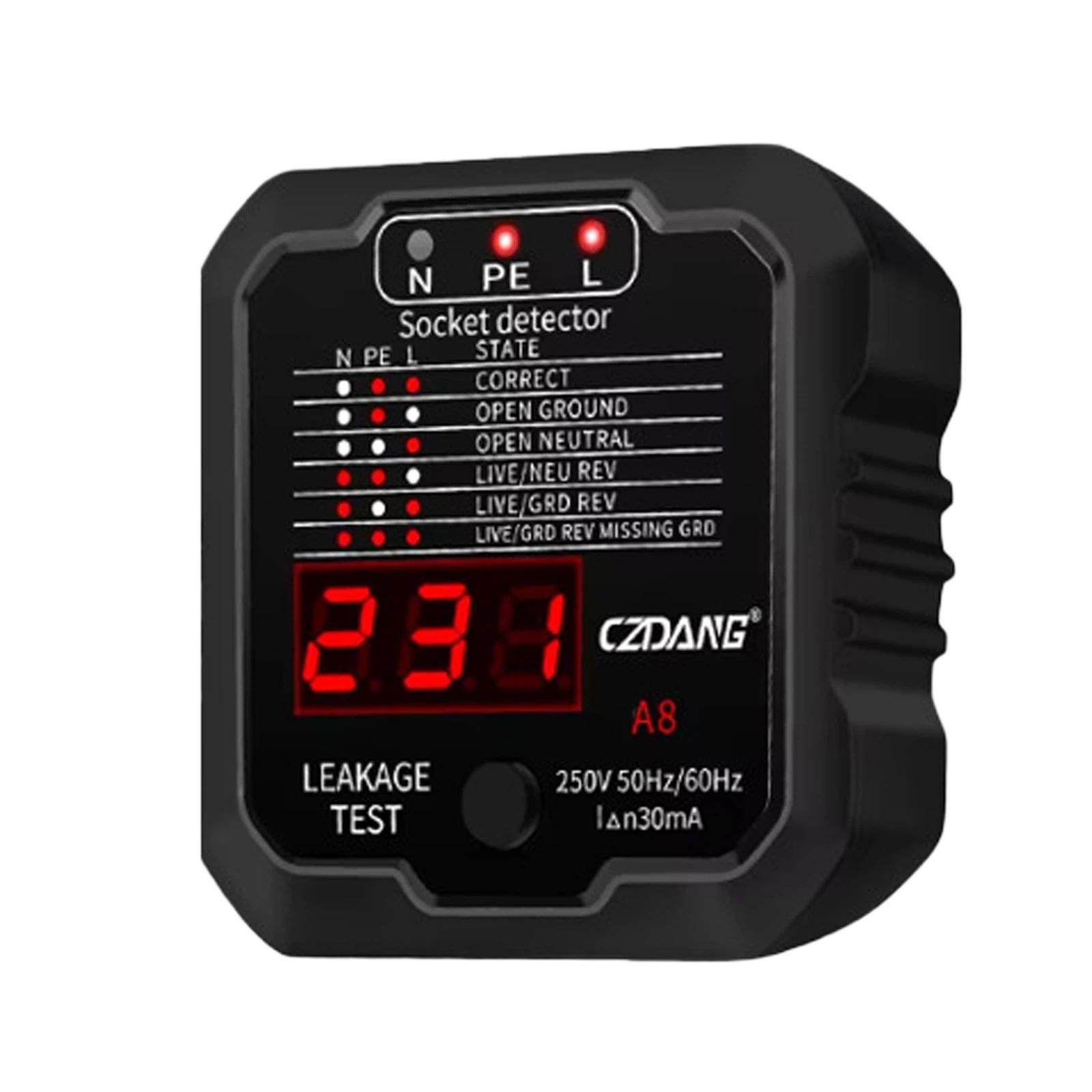 CZDANG A8 Socket Leakage Tester Ground Neutral Live Wire Polarity Detector EU Plug - Shopkiz.com