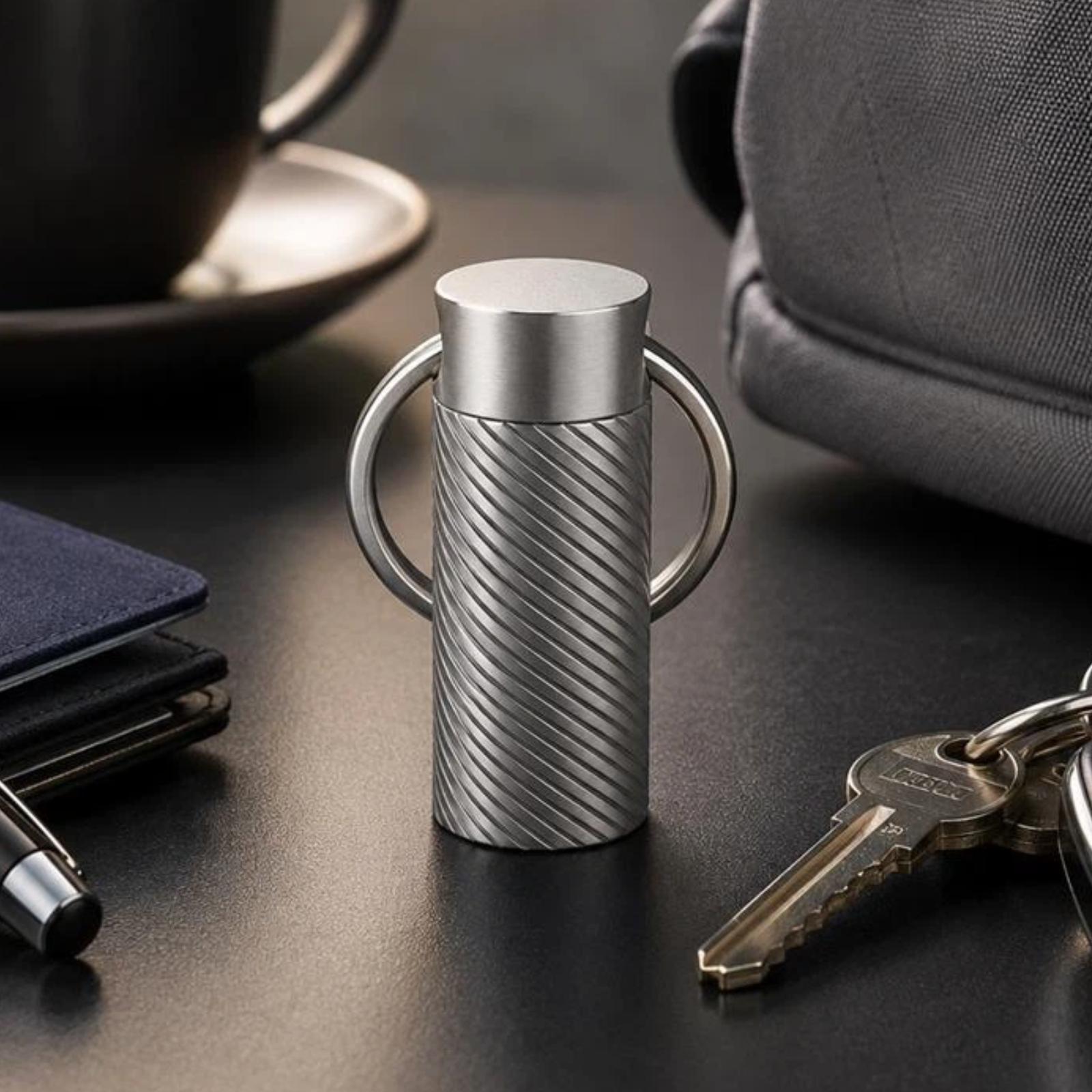 Mini Portable EDC Outdoor Sealed Titanium Alloy Waterproof Keychain, Color: Knurling - Shopkiz.com