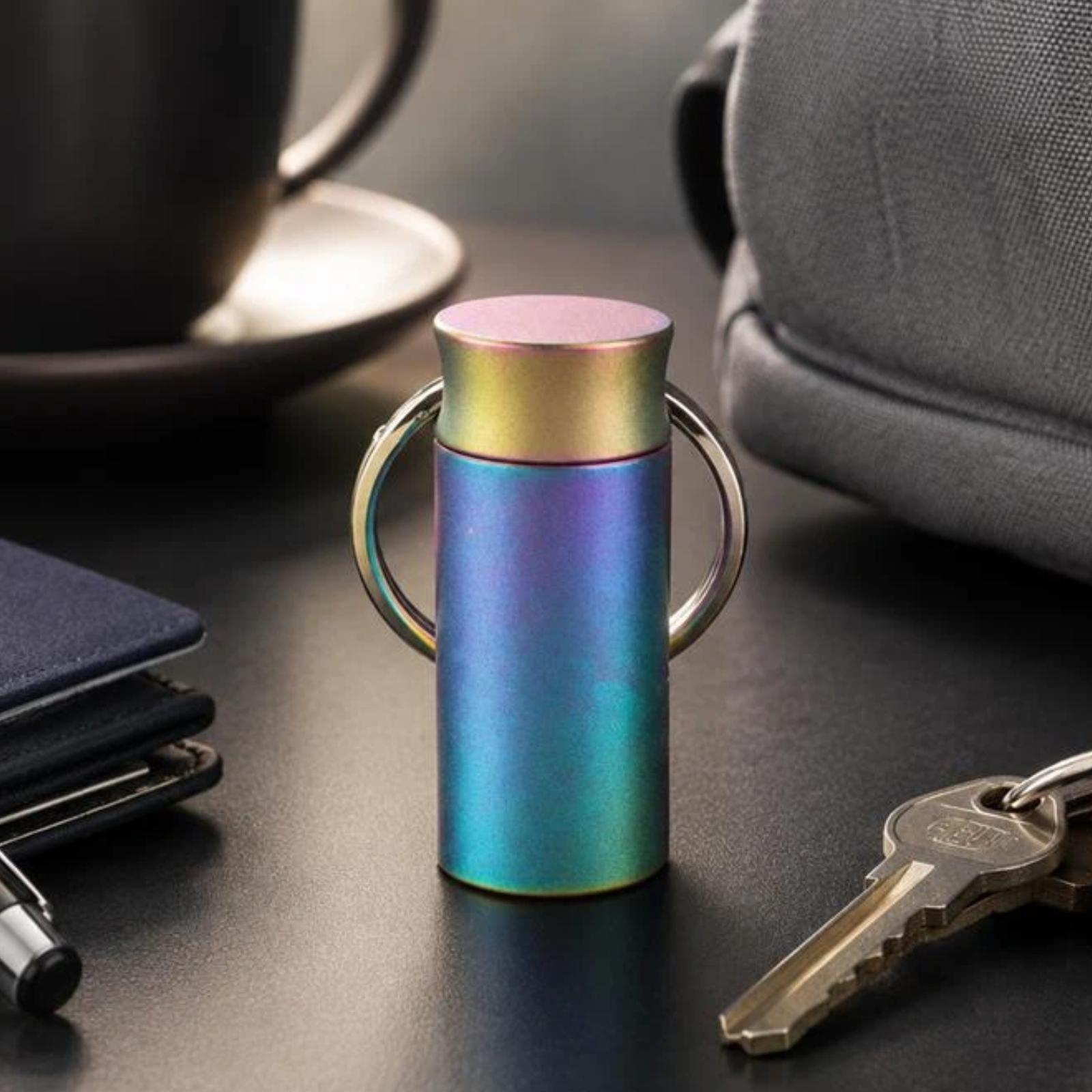 Mini Portable EDC Outdoor Sealed Titanium Alloy Waterproof Keychain, Color: Iridescent Color - Shopkiz.com