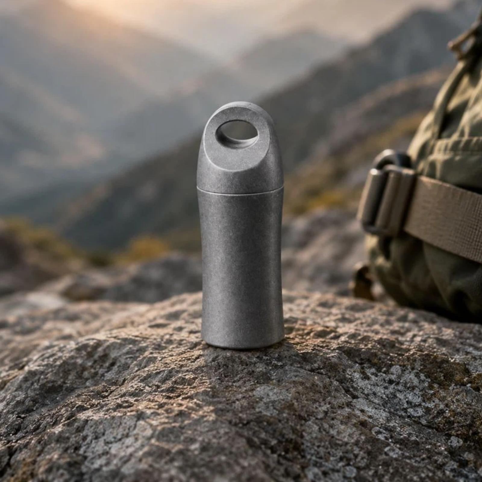 Pure Titanium Waterproof Sealed EDC Portable Outdoor Medicine Box, Color: Stonewashed - Shopkiz.com