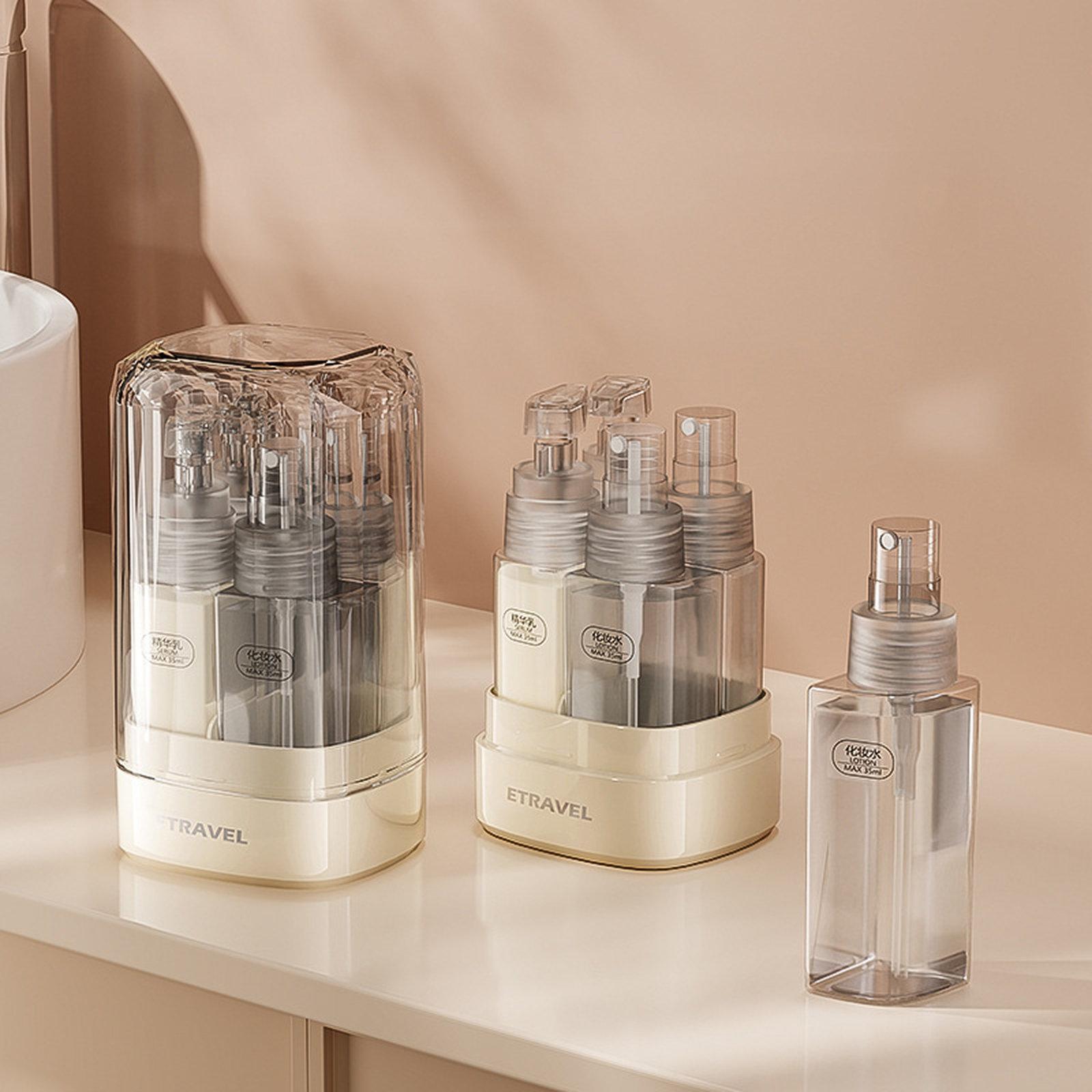 ETRAVEL 4-in-1 Travel Bottle Set Toiletry Dispenser Kit with 2 Lotion Pumps & 2 Fine Mist Sprays(Grey) - Shopkiz.com
