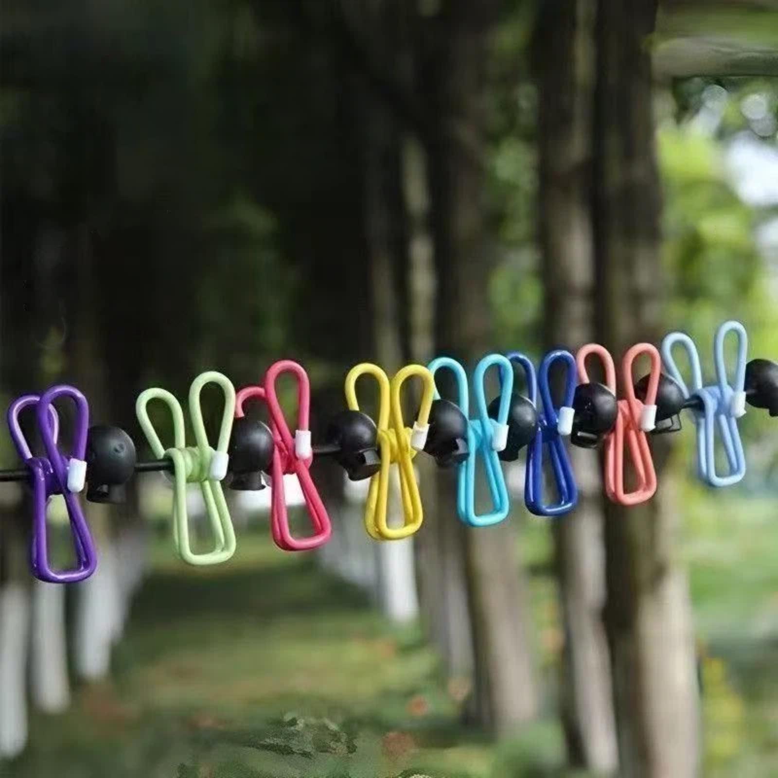 1.8m Portable Travel Clothesline Non-Slip Elastic Laundry Rope With 12 Clips(Colorful) - Shopkiz.com