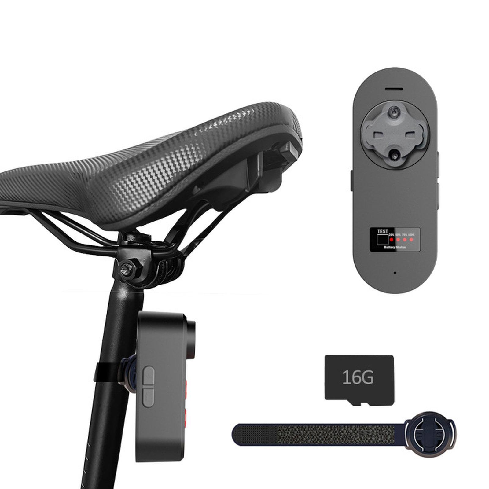 Bike Tail Light Camera With Smart Brake Sensor IPX6 Waterproof Bicycle Dash Cam, Spec: Strap Mount+16G - Shopkiz.com