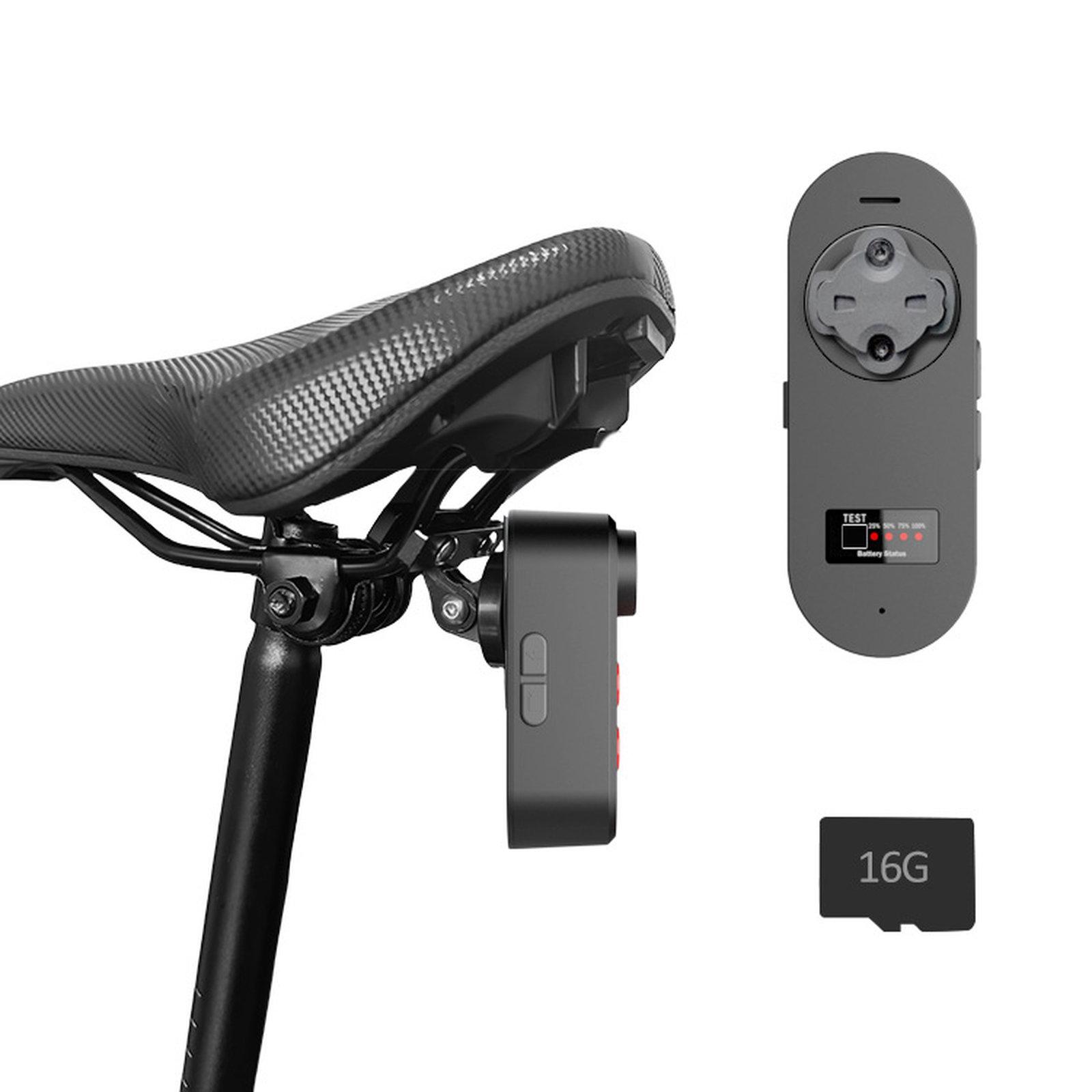 Bike Tail Light Camera With Smart Brake Sensor IPX6 Waterproof Bicycle Dash Cam, Spec: Saddle Mount+16G - Shopkiz.com