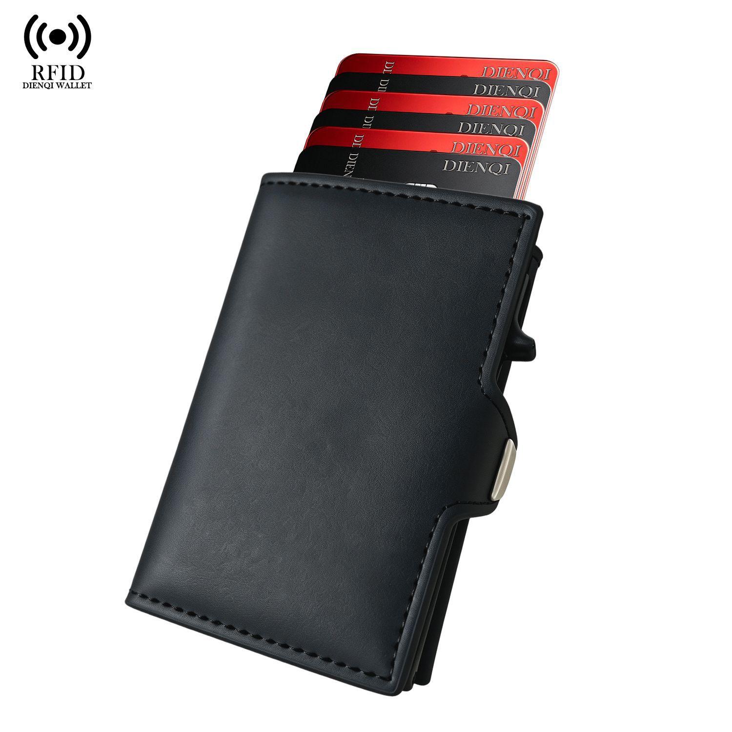 Pop Up Credit Card Holder Wallet With RFID Blocking Minimalist Bifold Wallet(Black) - Shopkiz.com