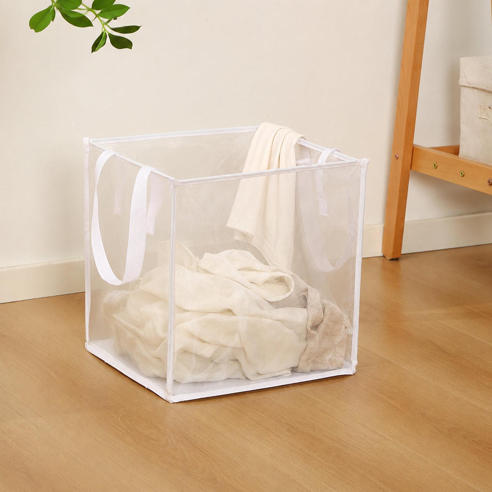 Collapsible Mesh Laundry Hamper Portable Clothes Storage Basket With Handles, Color: Single Layer White - Shopkiz.com