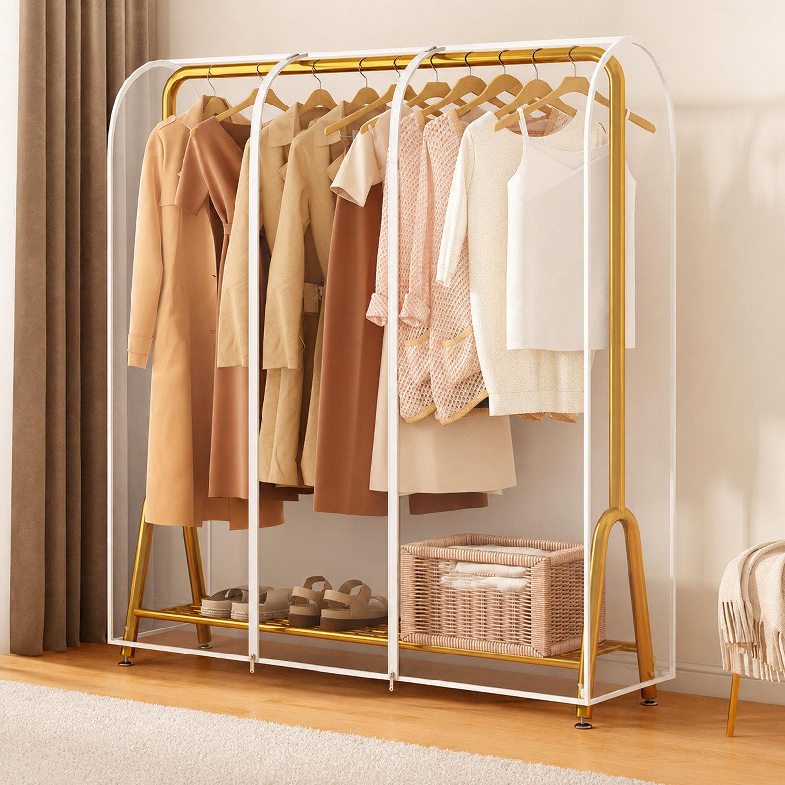 Clear Garment Rack Cover Waterproof Clothes Dust Protector Hanging Clothes Zipper Closure, Spec: 120x50x150cm Transparent - Shopkiz.com