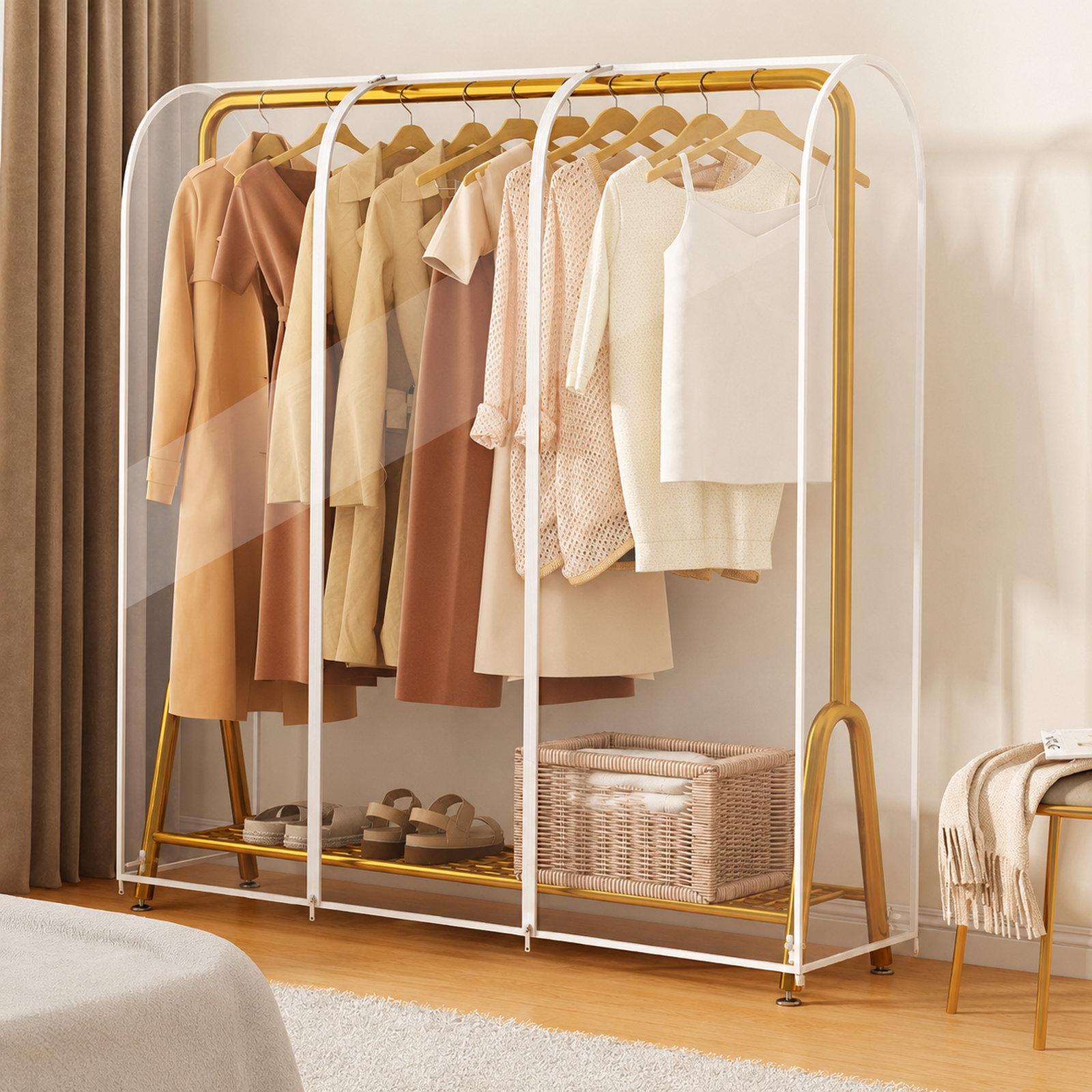 Clear Garment Rack Cover Waterproof Clothes Dust Protector Hanging Clothes Zipper Closure, Spec: 130x50x150cm Transparent - Shopkiz.com