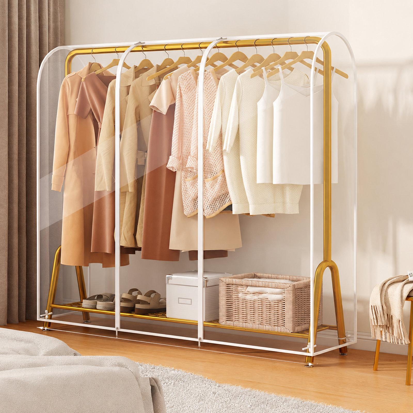 Clear Garment Rack Cover Waterproof Clothes Dust Protector Hanging Clothes Zipper Closure, Spec: 180x50x150cm Transparent - Shopkiz.com