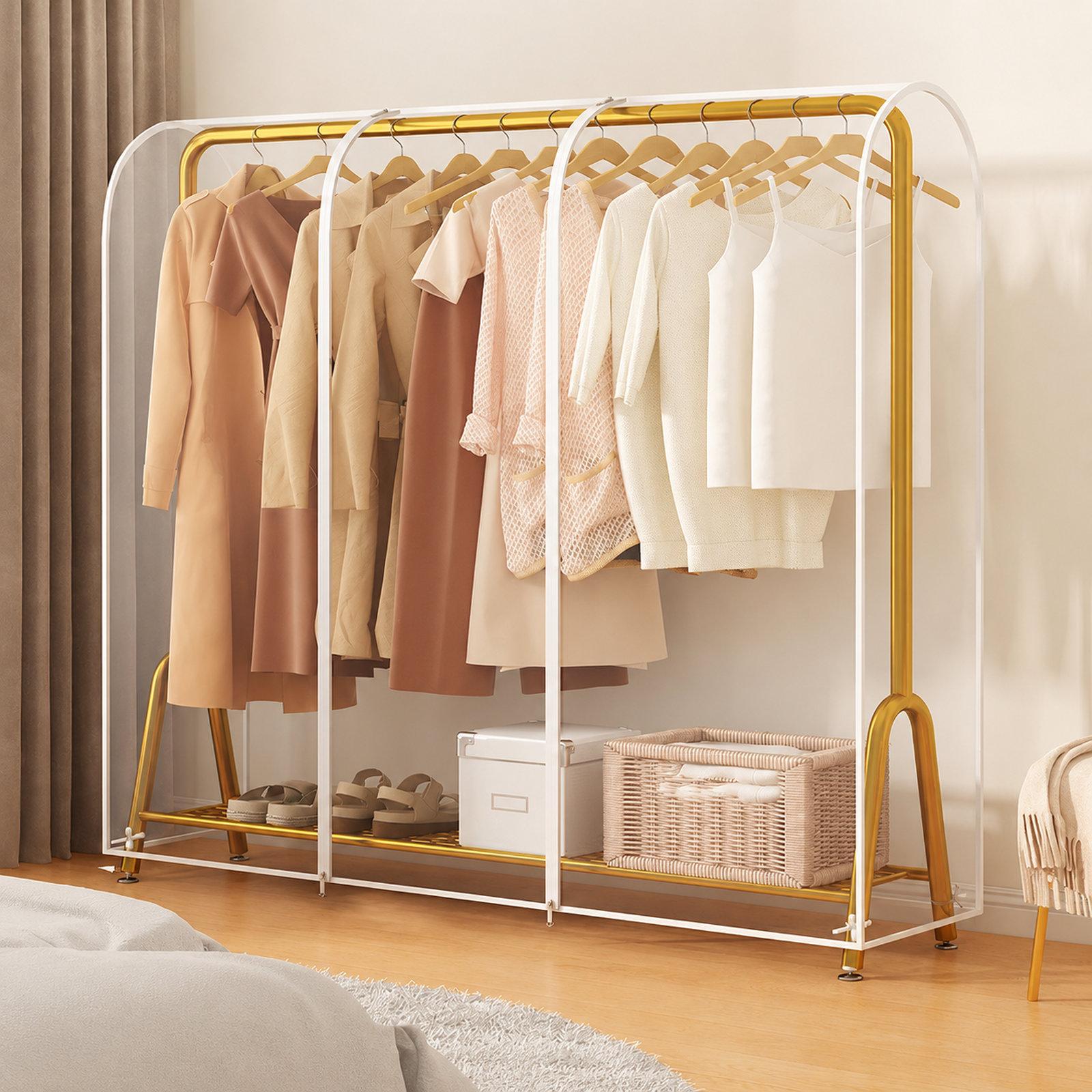 Clear Garment Rack Cover Waterproof Clothes Dust Protector Hanging Clothes Zipper Closure, Spec: 200x50x150cm Transparent - Shopkiz.com