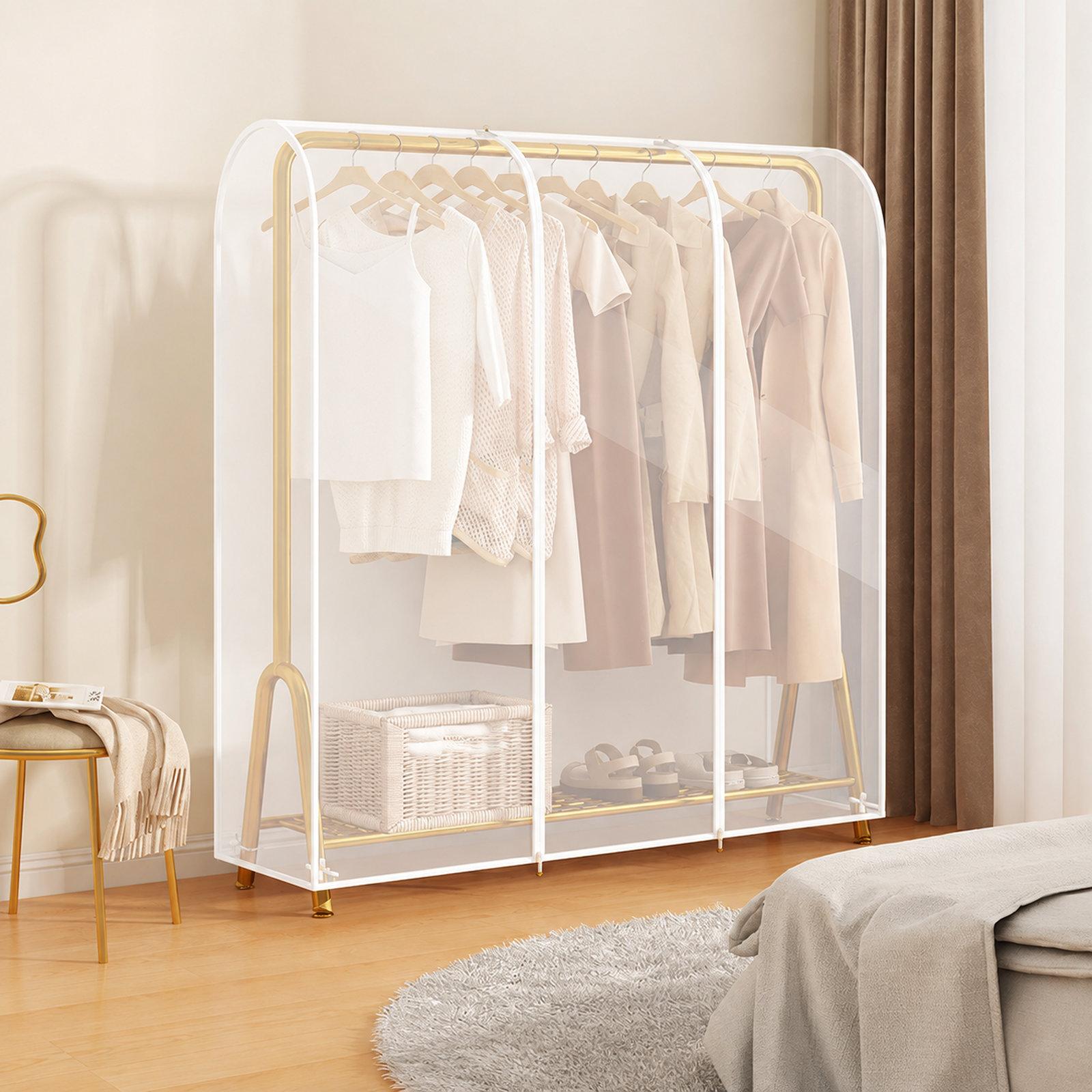 Clear Garment Rack Cover Waterproof Clothes Dust Protector Hanging Clothes Zipper Closure, Spec: 130x50x150cm Frosted - Shopkiz.com