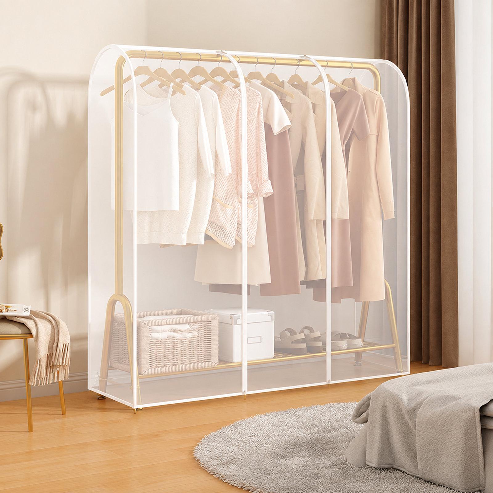 Clear Garment Rack Cover Waterproof Clothes Dust Protector Hanging Clothes Zipper Closure, Spec: 150x50x150cm Frosted - Shopkiz.com
