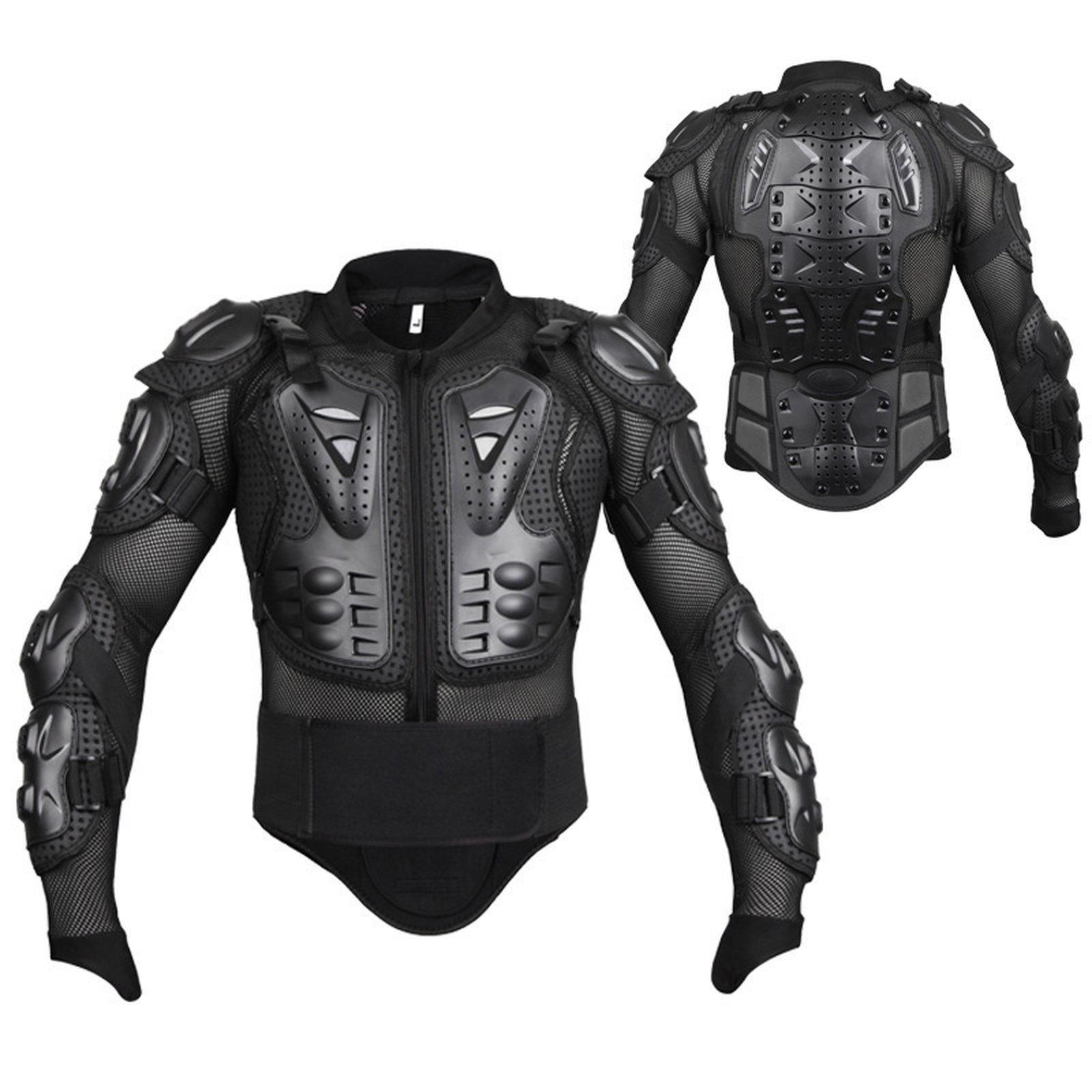 Motorcycle Body Armor Jacket Full Body Protective Gear with Removable Spine Back Protector, Size: 4XL(Full Black) - Shopkiz.com