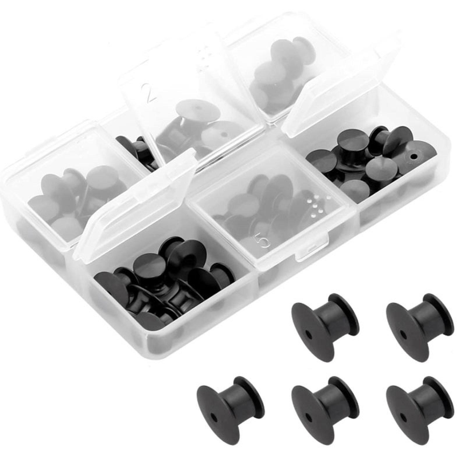 40 PCS/Box Locking Pin Backs Metal Pin Keepers Replacement with Storage Box for Enamel Pins Lapel Pins Badges(Black) - Shopkiz.com