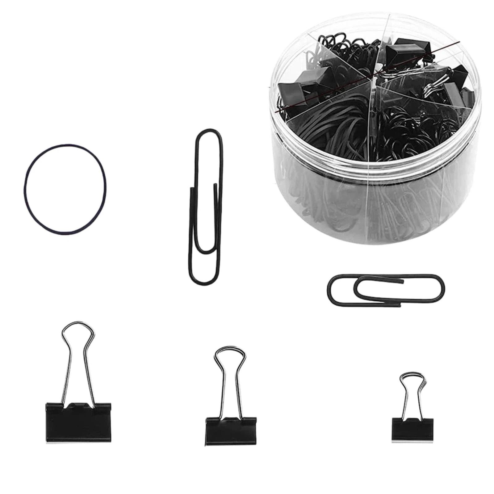Binder Clips Office Document Paper Ticket Clips Rubber Band Set, Specification: Black 240pcs /Set - Shopkiz.com