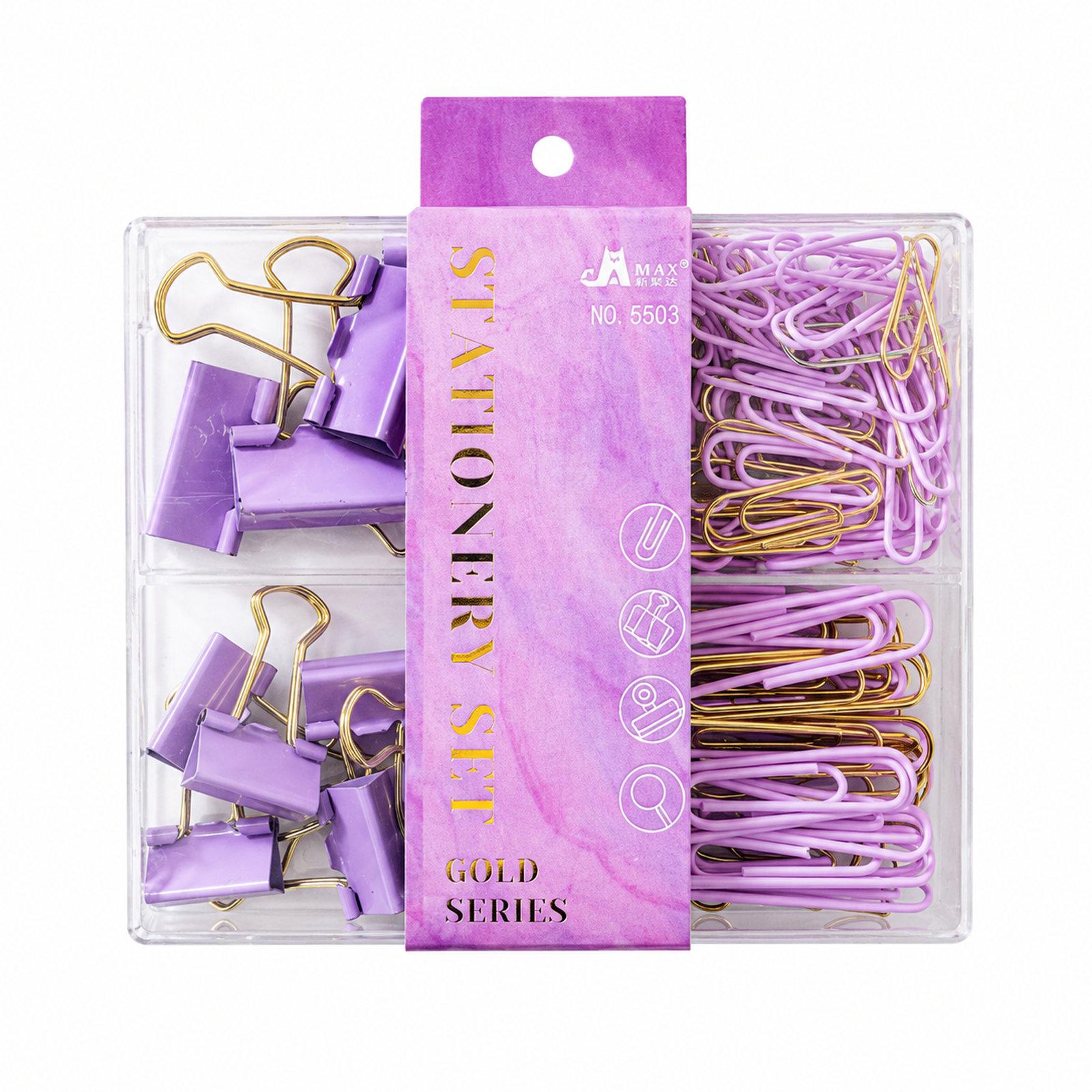 Paperclips Paper Clip Binding Office Combination Set(Lavender Purple) - Shopkiz.com