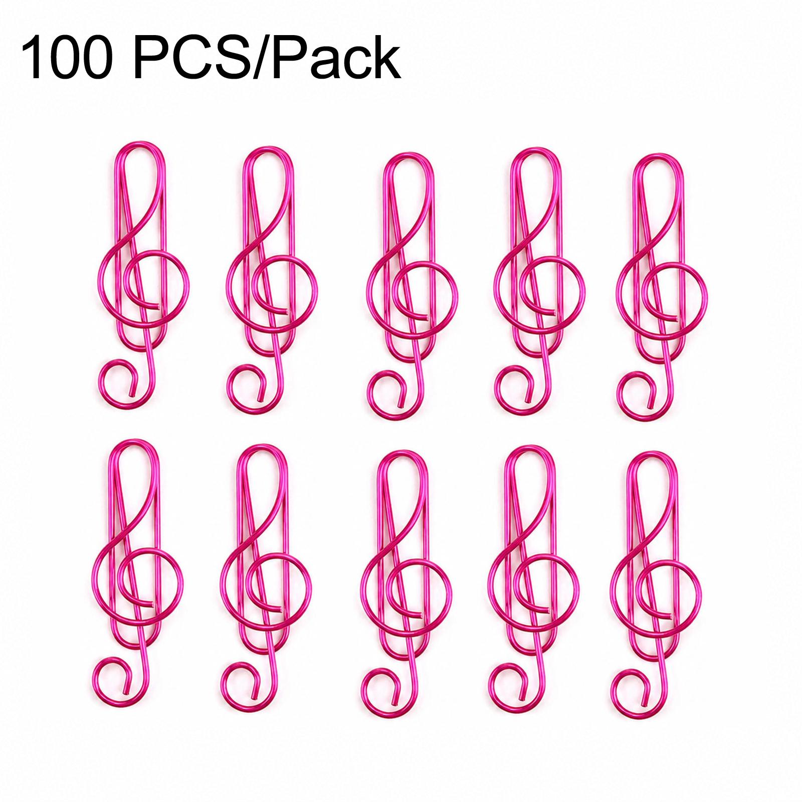 100 PCS/Pack Music Note Paper Clips Colorful Treble Clef Shaped Decorative Paperclips(Pink) - Shopkiz.com