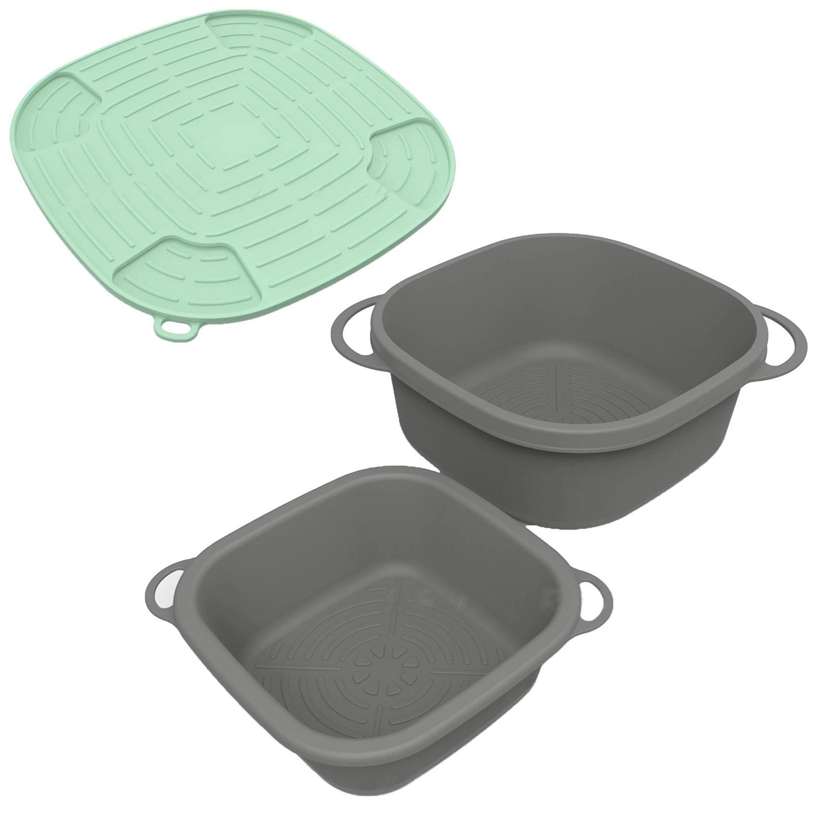 3 PCS / Set Silicone Liners & Heat Mat For Ninja Crispi FN101GY / FN101SG / FN101ST(Light Green+Gray) - Shopkiz.com