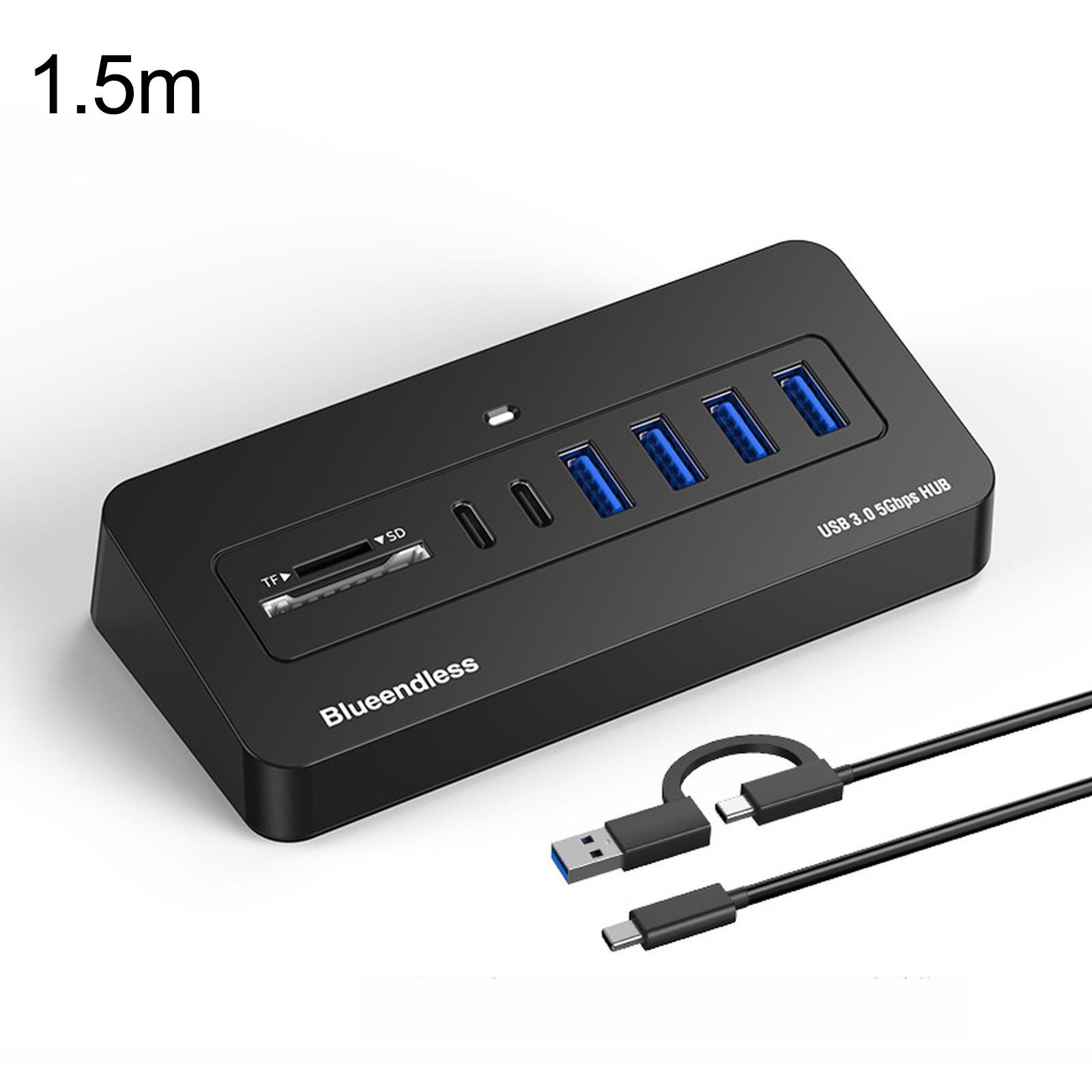 Blueendless Multi-Port USB-C/Type-C Hub Docking Station 5Gbps USB 3.0 Splitter 2-In-1 Cable HU805A-1.5M - Shopkiz.com