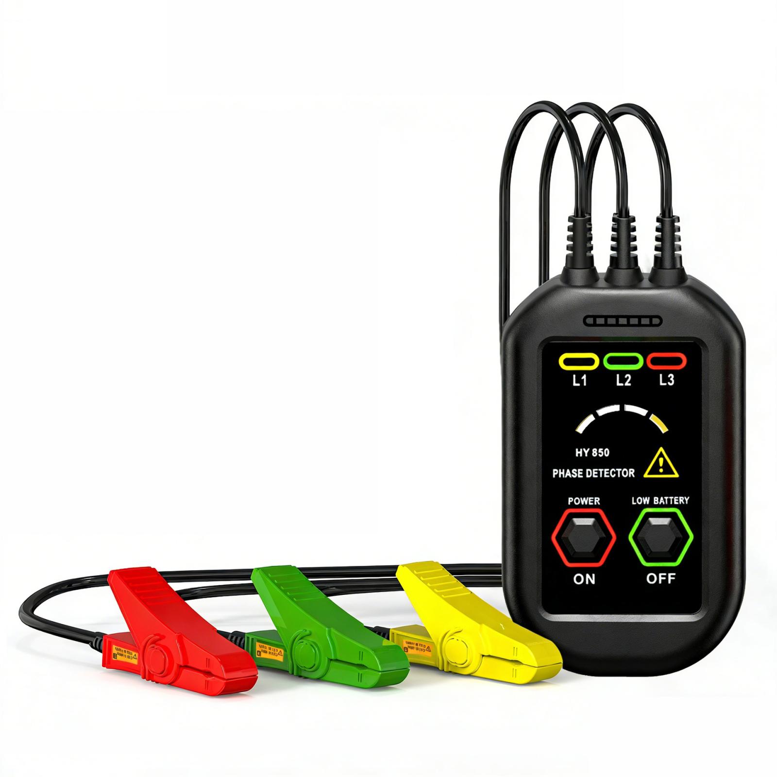 HY850 Non-Contact Phase Sequence Detector AC 60V-1000V 3-Phase Rotation Tester with Magnetic Back(Black) - Shopkiz.com