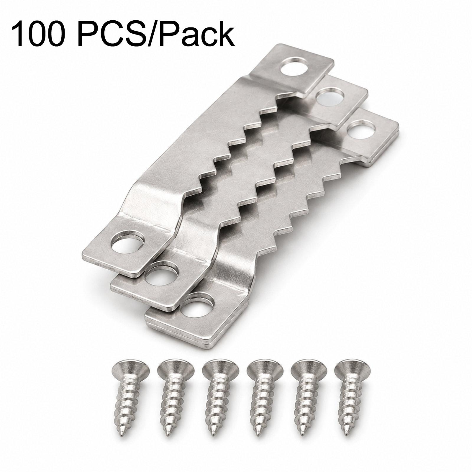 100 PCS/Pack Sawtooth Picture Hangers Kit 1.5 Inch Metal Picture Frame Hanging Hooks Hardware(Silver) - Shopkiz.com