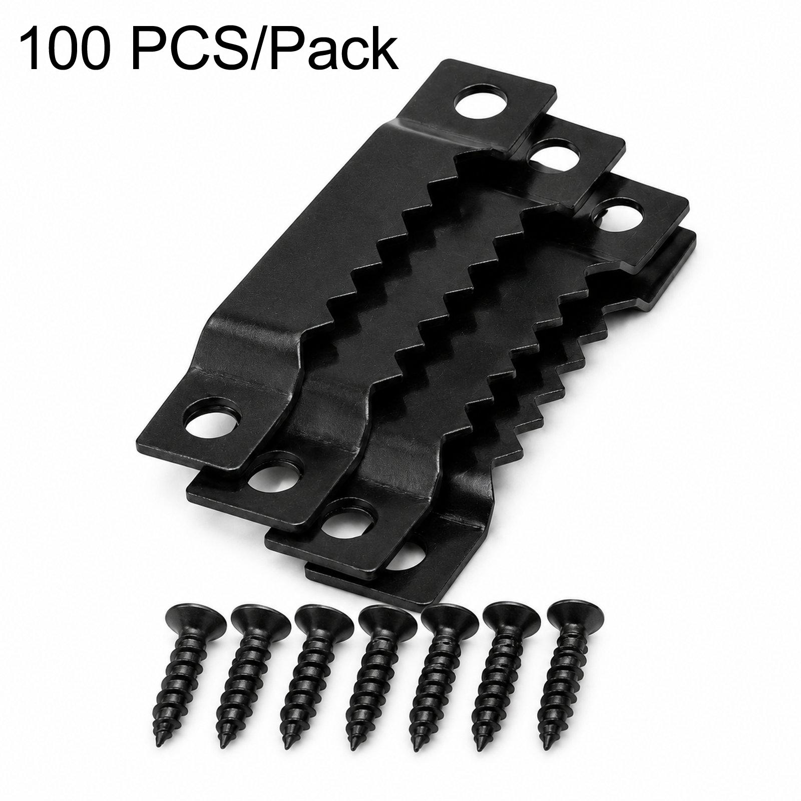 100 PCS/Pack Sawtooth Picture Hangers Kit 1.5 Inch Metal Picture Frame Hanging Hooks Hardware(Black) - Shopkiz.com